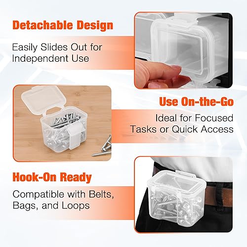 Miniatura 5 de ValueMax Caja organizadora de piezas pequeñas, caja de herramientas de doble cara con 18 contenedores extraíbles, estuche portátil de almacenamiento