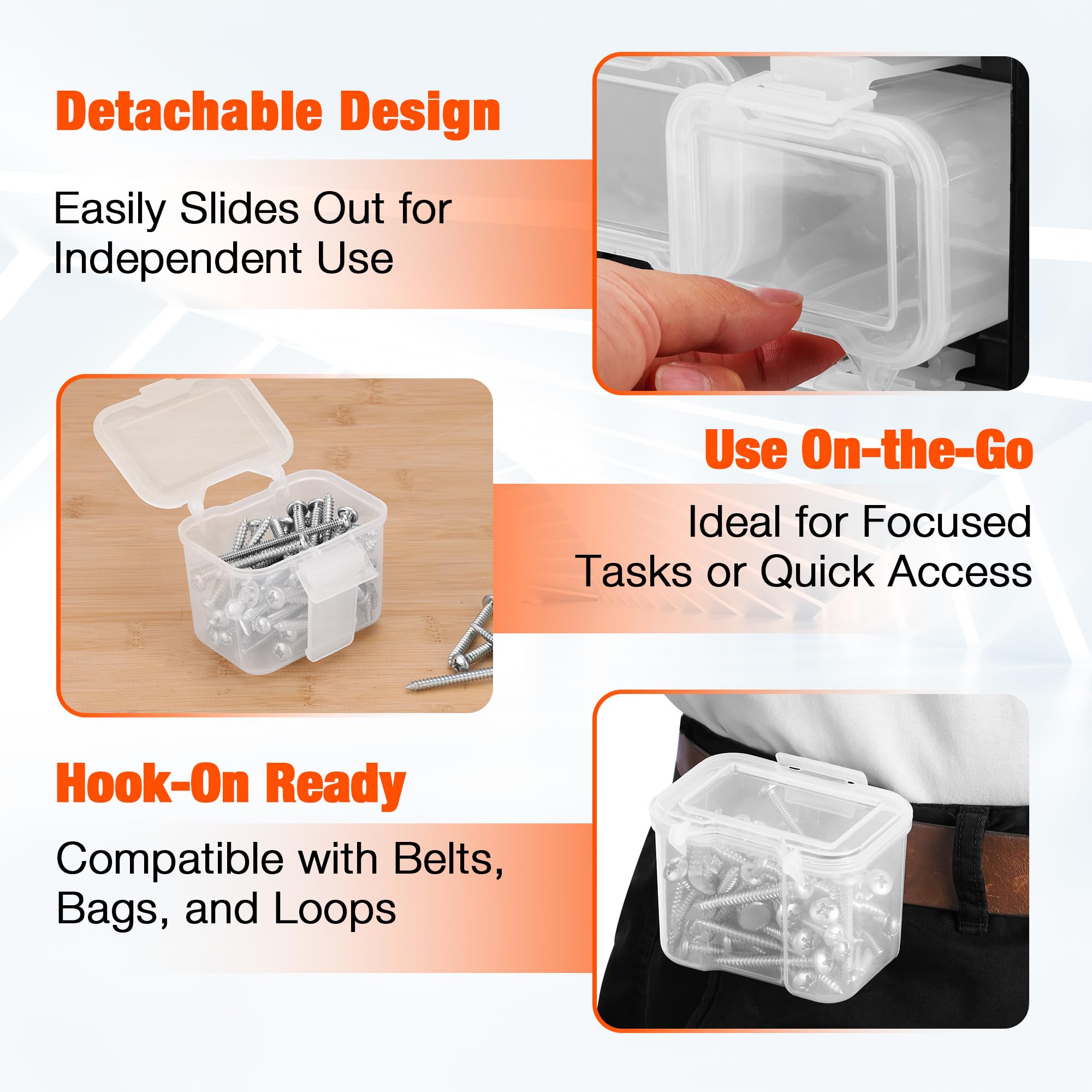 ValueMax Scatola organizer per piccole parti, cassetta degli attrezzi su entrambi i lati con 18 contenitori rimovibili, custodia portatile per viti e parti per dadi, bulloni e hardware