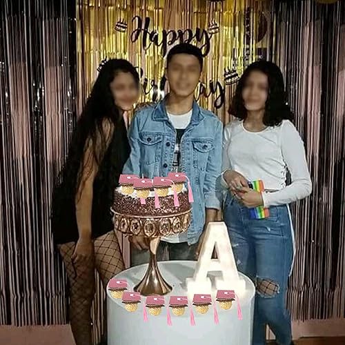 Miniatura 284 de Paquete de 24 adornos dorados para cupcakes de graduación 2025 con purpurina So Proud of You Done Diploma Graduation Cap Cupcake Picks Class of 2025