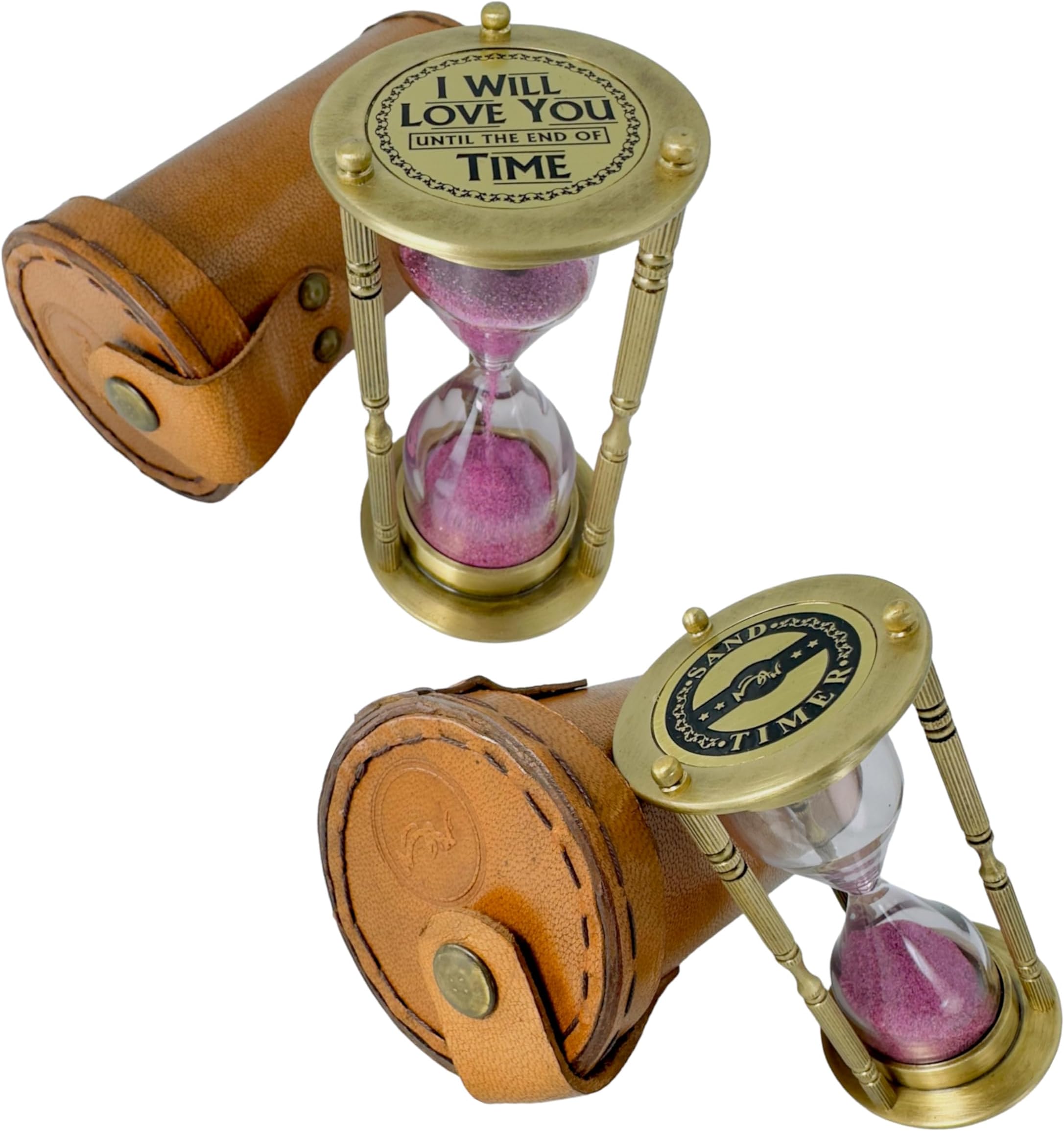 Sandglass 1 Minute Nautical Vintage Brass Sand Timer with Safety Case Ornament Decoration Restaurant Living Room Home Closet Office Desk Bedroom Party Festival Christmas Brass Frame Sand Timer Clock