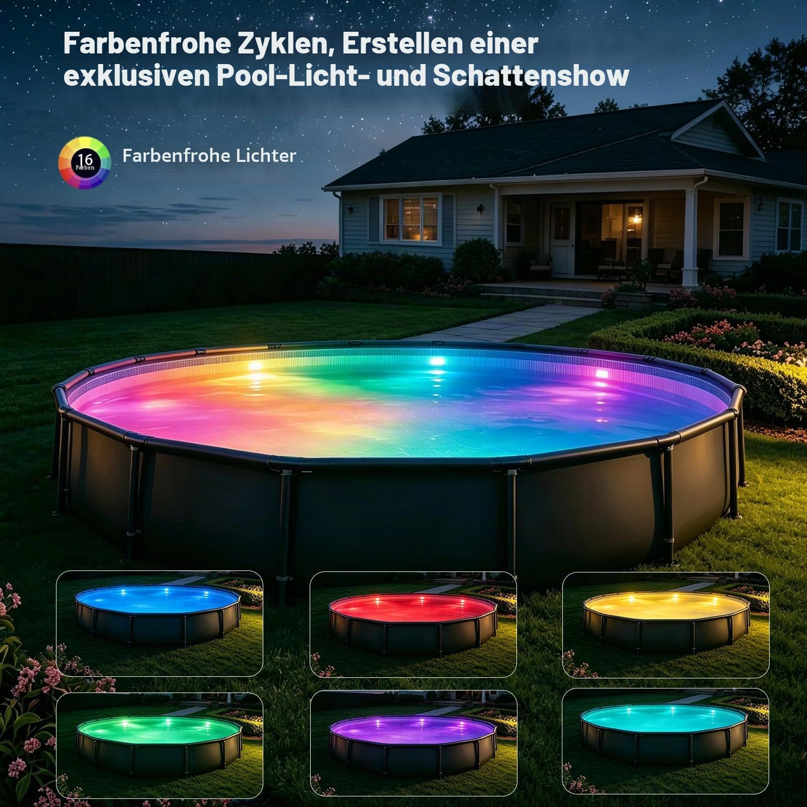 idyl light Poolbeleuchtung Unterwasser, Wiederaufladbar Unterwasser Licht Led mit Fernbedienung, Wasserdicht Pool lichter,Teichbeleuchtung für Pool Badewanne, Aquarium, Brunne, Party Deko, 2 Stück