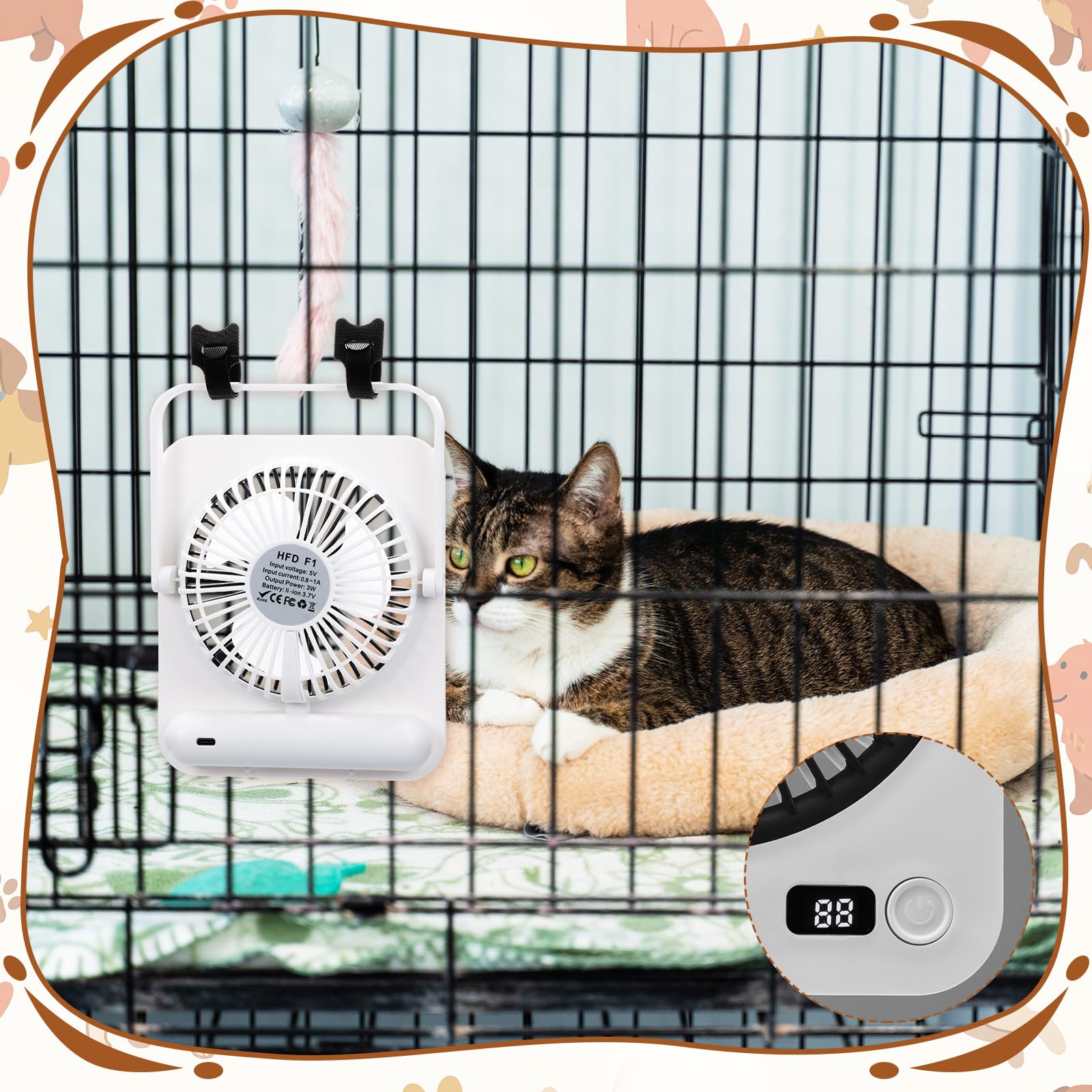 4 ventole per animali domestici, per cani e gatti, bianco e nero