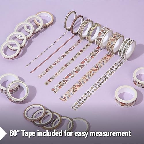 Vista 20 de Mr. Pen - Juego de cintas Washi, 21 rollos, tamaños surtidos, cinta washi floral para diario