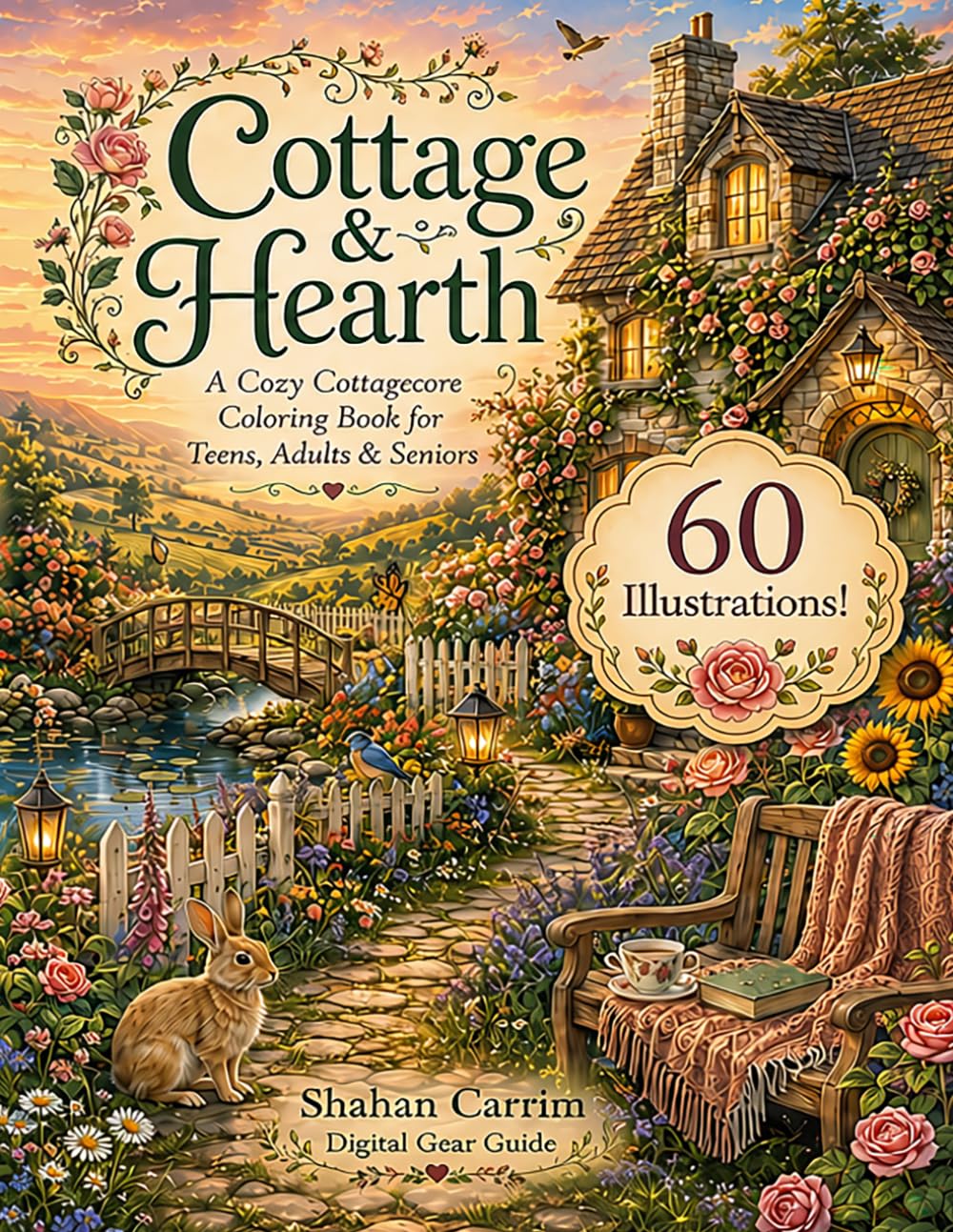 Cottage & Hearth: A Cozy Cottagecore Coloring Book for Teens, Adults & Seniors