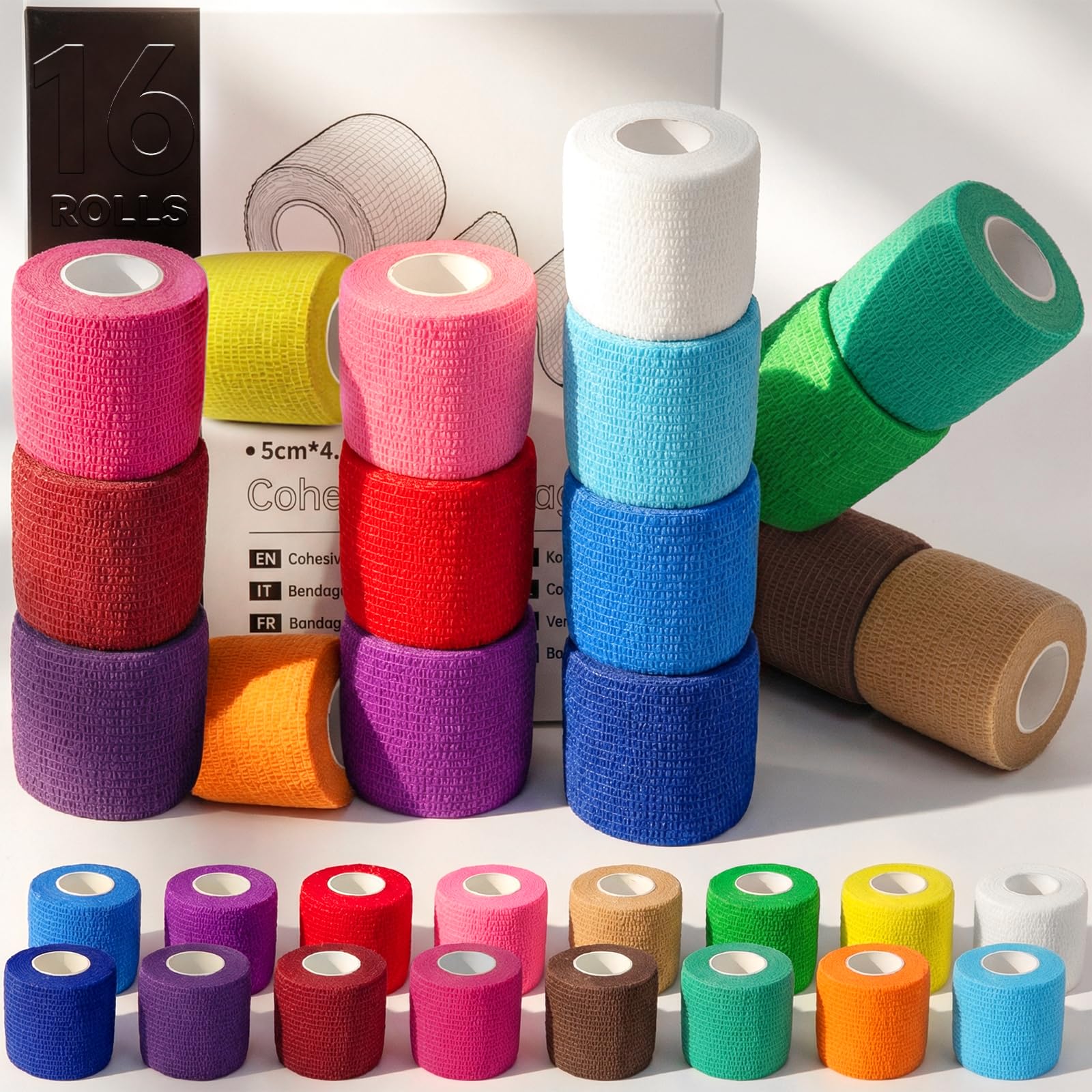 HONYAO Kinesiotapes 2 Rollen, Kinesiologie Tape (5m×5cm), Physiotape für Schulter, Rücken, Knie, Ellenbogen und Nacken, Tape Sport, Hautfreundlich, Elastisch & Wasserfest - Rosa