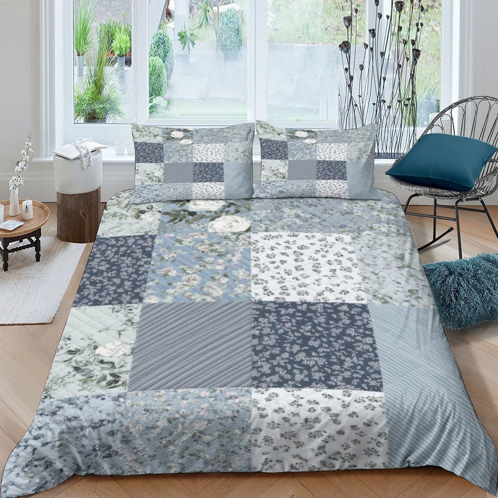 Ctjqhvkz Style-9 3D Printed Patchwork Floral Fitted Sheet Microfiber Soft Breathable Geometric Pattern Mattress Cover For Bedroom Dorm Guest Room Decor Single（135X200cm）