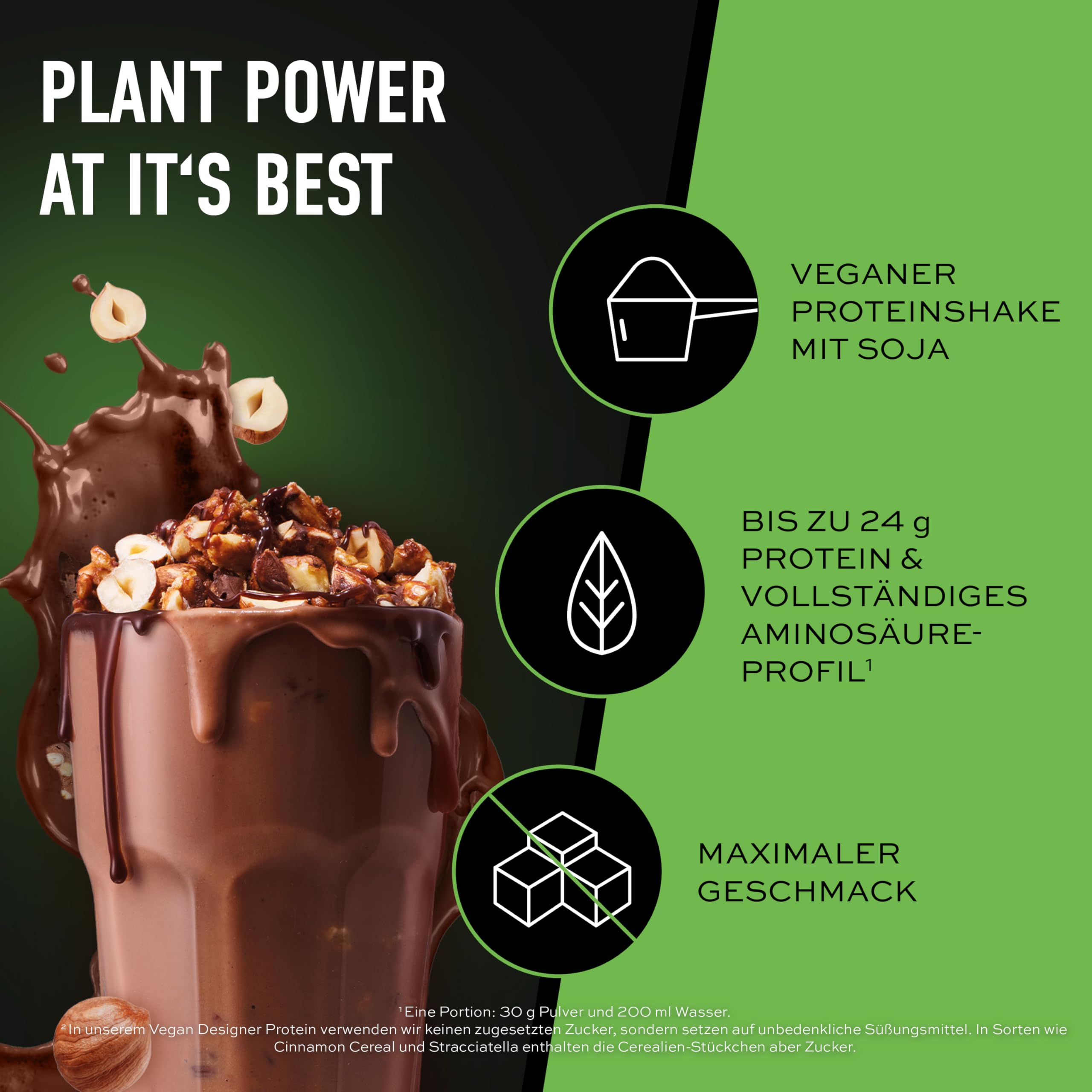 ESN Vegan Designer Proteinpulver, Hazelnut Nougat, 900 g, cremige Konsistenz - made in Germany