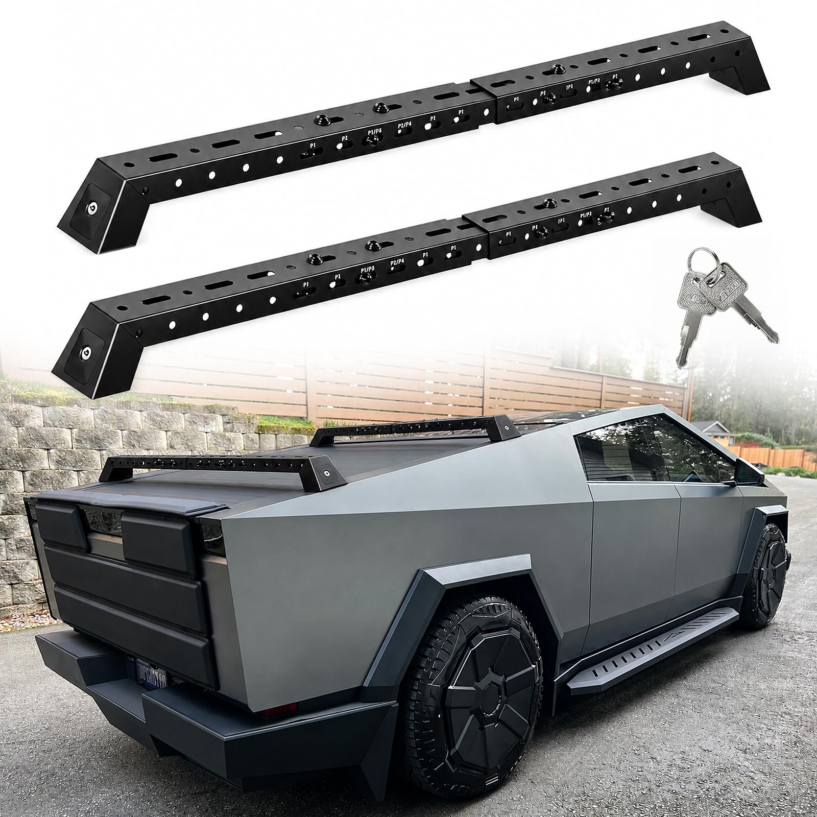 2PCS Roof Rack Retractable Cross Bars for Cybertruck, 550 Lbs Load Capacity Heavy Duty Al…