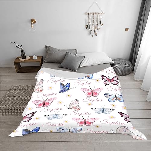 Miniatura 6 de Mantas de bebé personalizadas para niñas y niños, manta personalizada con nombre de mariposa rosa, manta de bebé personalizada, regalos para baby