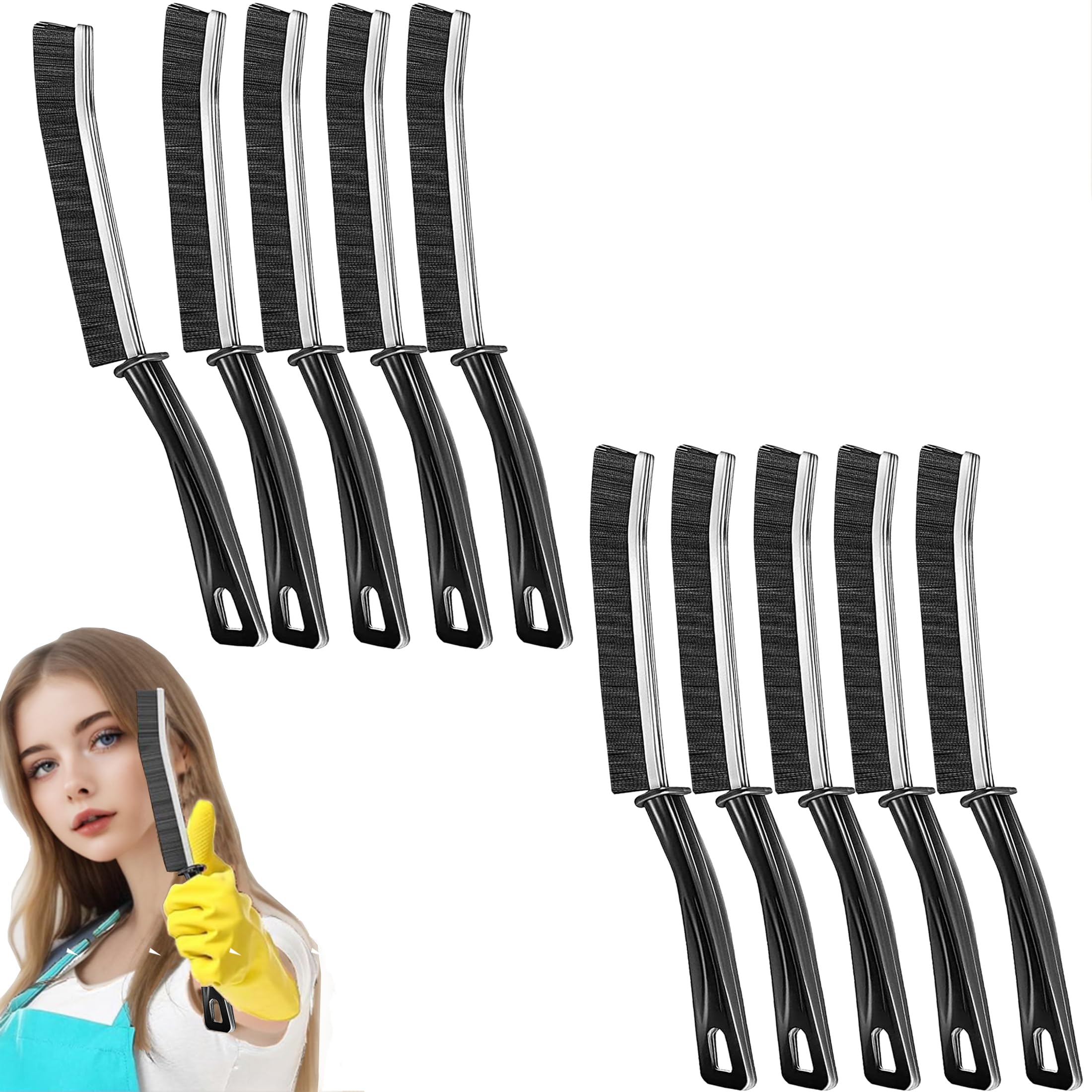BSFRNF 10Pcs Hard-bristled Crevice Cleaning Brush, Multifunctional Thin Gap Scrub Brush, Bathroom Cleaner Tools for Household Use, Kitchen, Window,