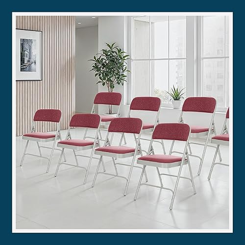 Miniatura 2 de OEF Furnishings Serie OEF2200 - Sillas plegables de doble bisagra acolchadas de tela de alta calidad para servicio pesado (paquete de 4, rojo