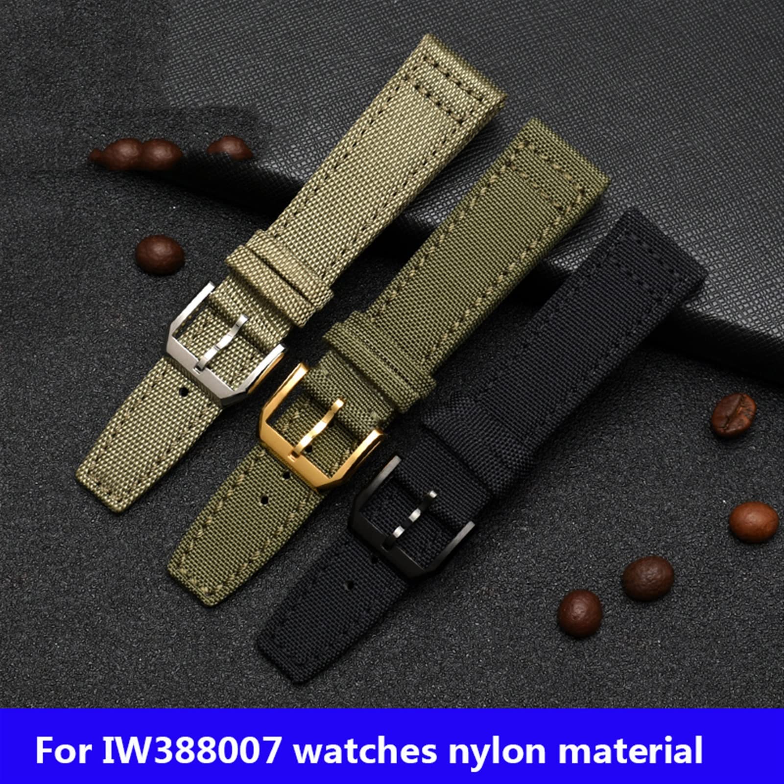 Zum Iwc Pilot Spitfire Timezone Topgun Riemen Grüne Schwarze Gürtel Armbanduhr 20mm 21 mm 22 mm Nylon Canvas Stoff Uhrenband
