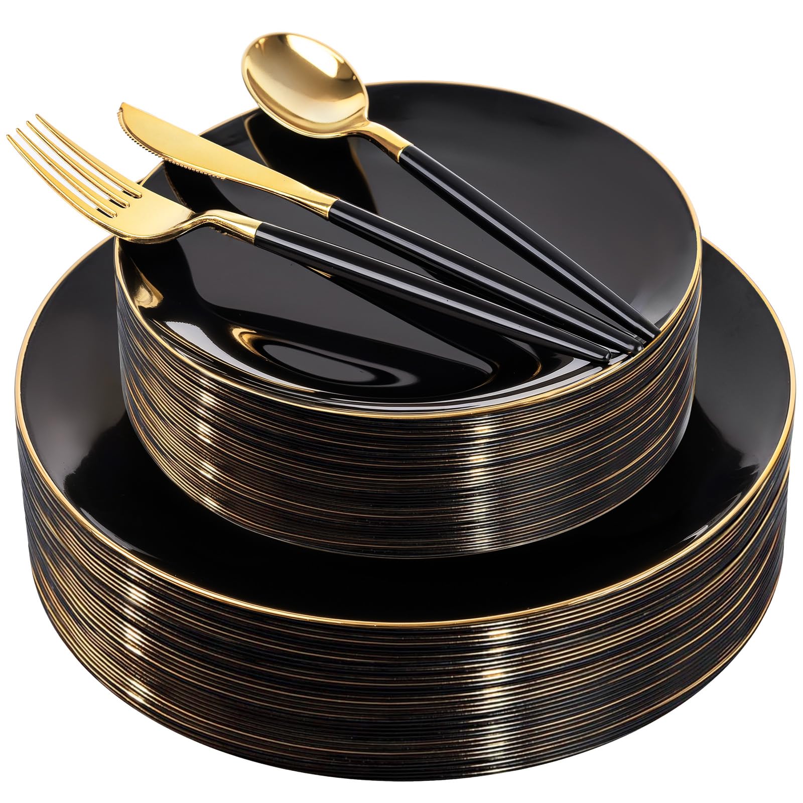 Gold Disposable Plates & Cutlery Set - Party Wedding -14