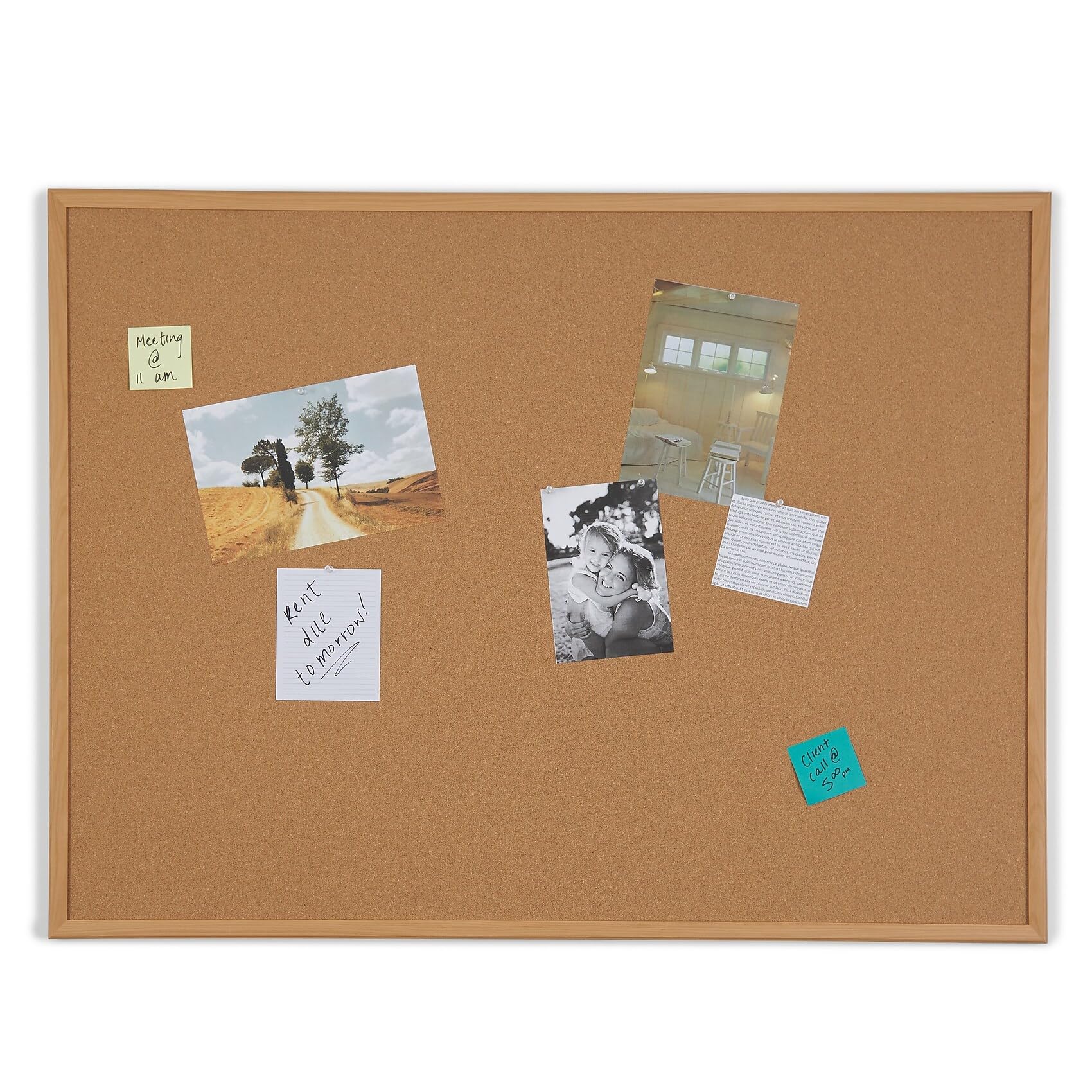Staples Standard Cork Bulletin Board Oak Finish Frame 4x3 Ft