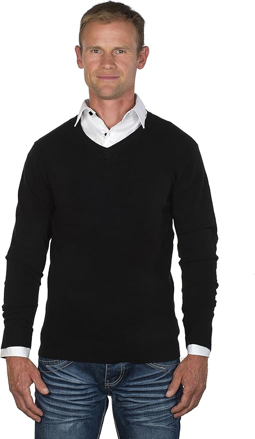 Men's jumper with shirt collar insert Clearance