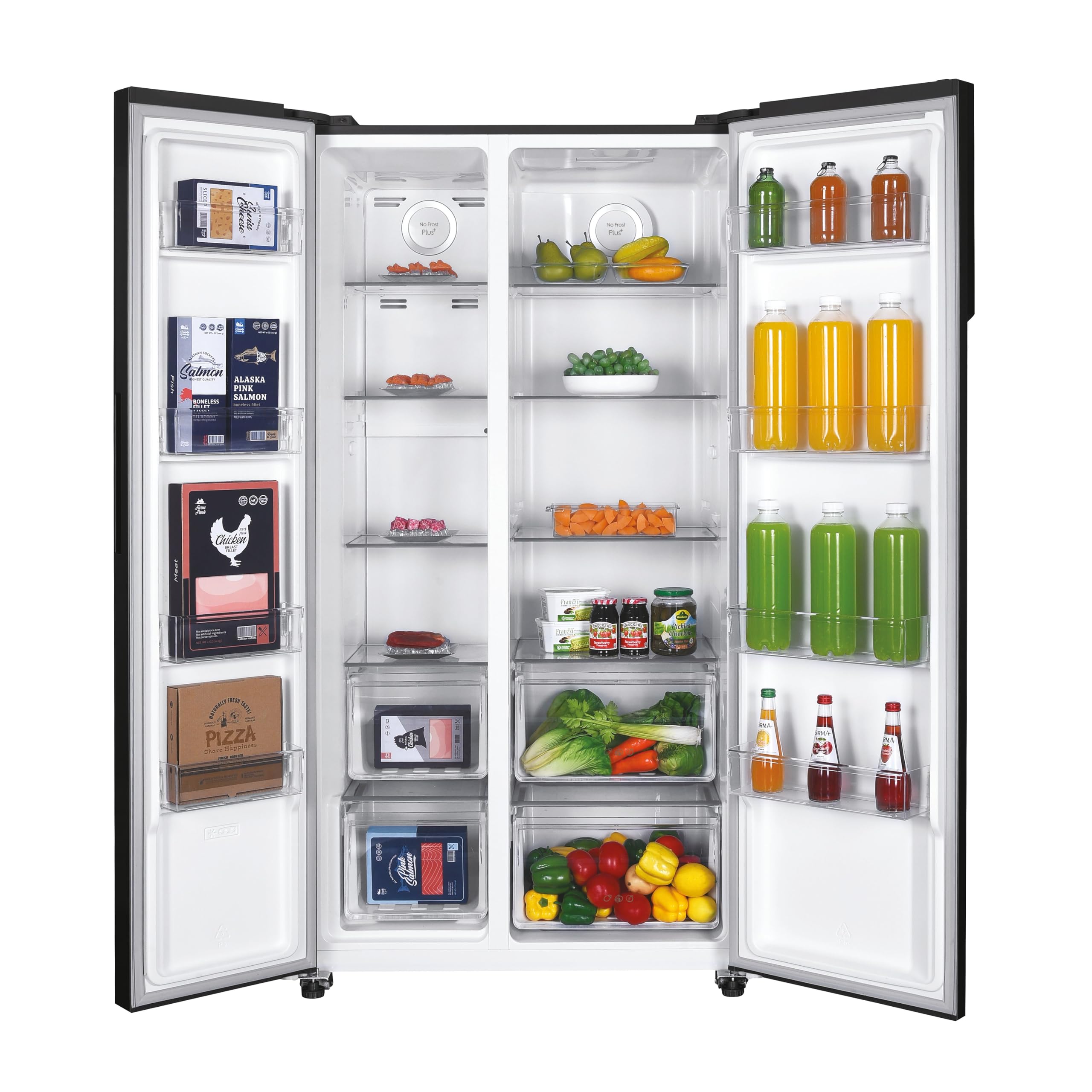 CANDY Frigorifero Side by Side No Frost 521L, Classe E, Display Touch, Super Freezing, Ripiani in Vetro, 177x91x67 cm (AxLxP) Nero - CHSBSO-6174B