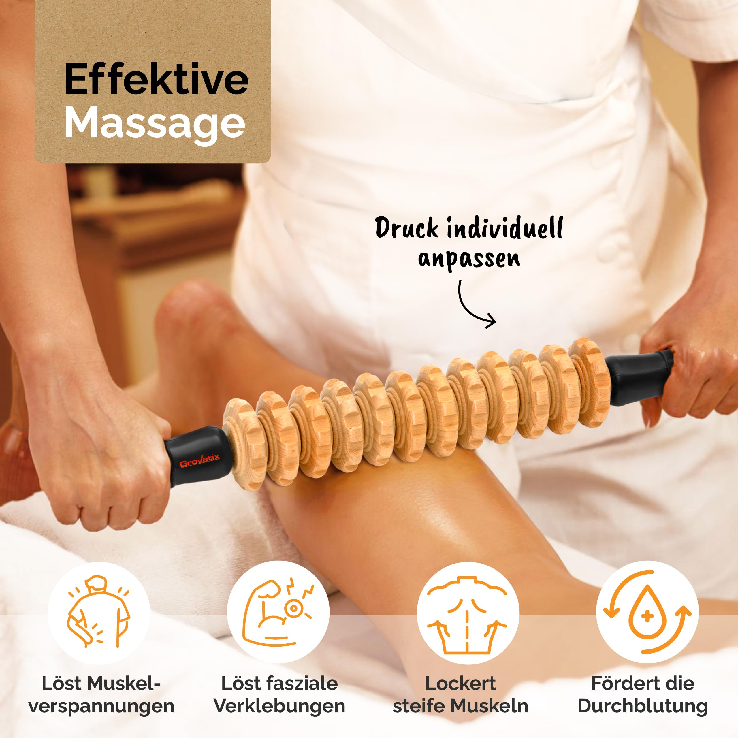 Massageroller Faszienstab aus hochwertigem Buchenholz Faszienrolle holz ideal für eine schonende und gleichzeitig effektive Massage