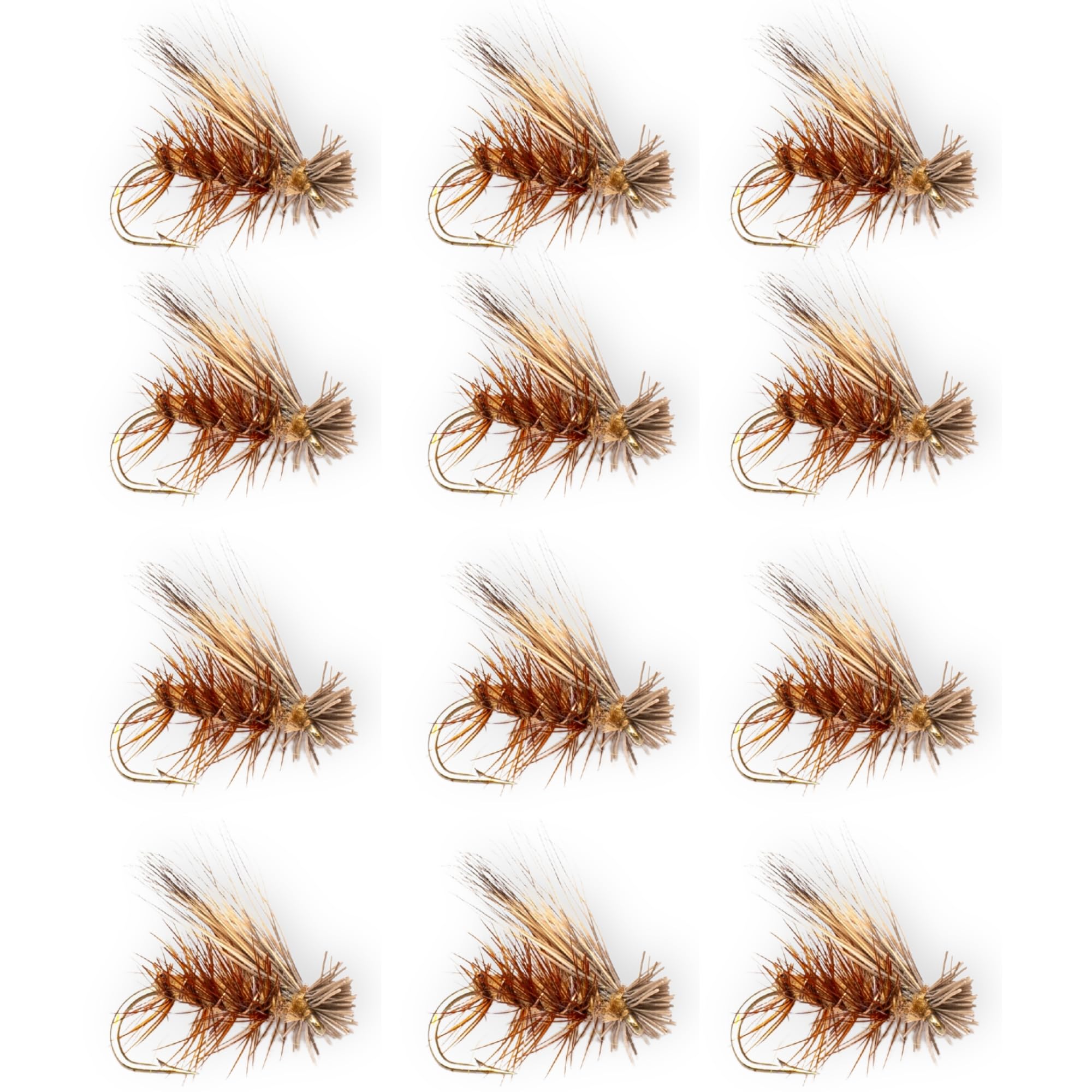 Elk Hair Caddis Dry Fly Assortment 12-Pack | Hand-Tied Trout Flies Sizes 14 16 18 in Black Brown Tan Olive | Premium Floating Fly Fishing Flies for Rivers Streams and Lakes