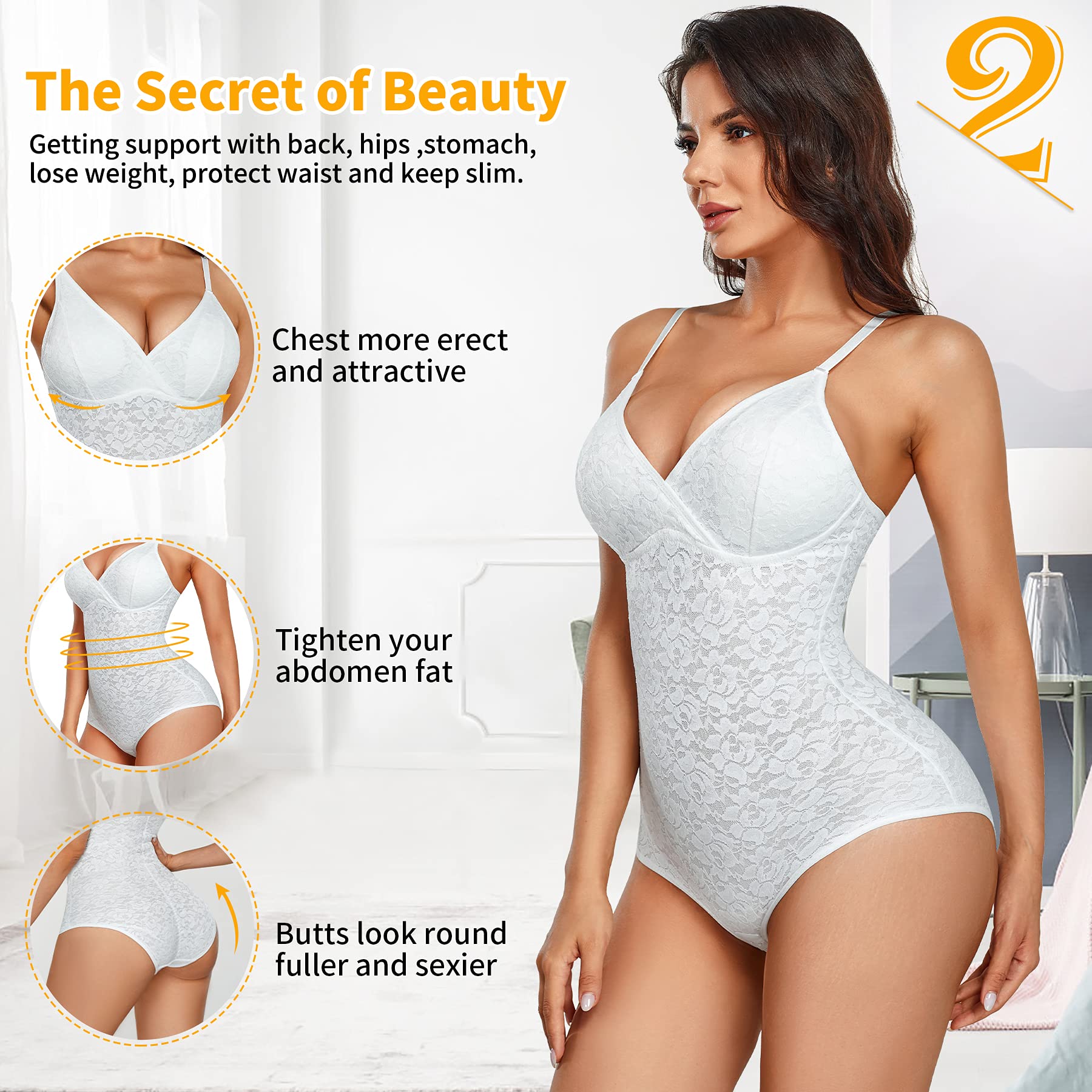 Bafully Shapewear Donna Body contenitivo modellante Intimo Snellente Pancera Contenitiva Dimagrante Shaper con scollo a V Sexy