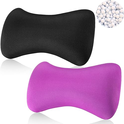 Thyle Paquete de 2 almohadas de cuello de microcuentas de 15 x 8 x 2 pulgadas, almohadas de microcuentas para dormir, cojín suave y cómodo de apoyo