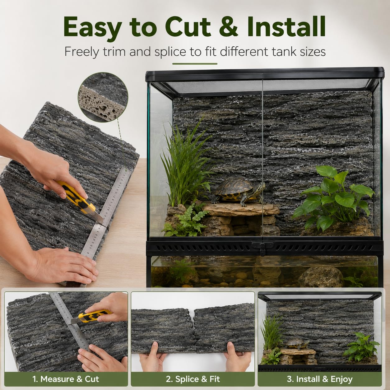 FOMIYES Sfondo Roccia Acquario 3D Sfondo Terrario Sfondo 3D Fish Tank Sfondo Parete Pesce Habitat Decorazione Terrario Habitat Sfondo Animale Lucertola Strisce Verticali Pu