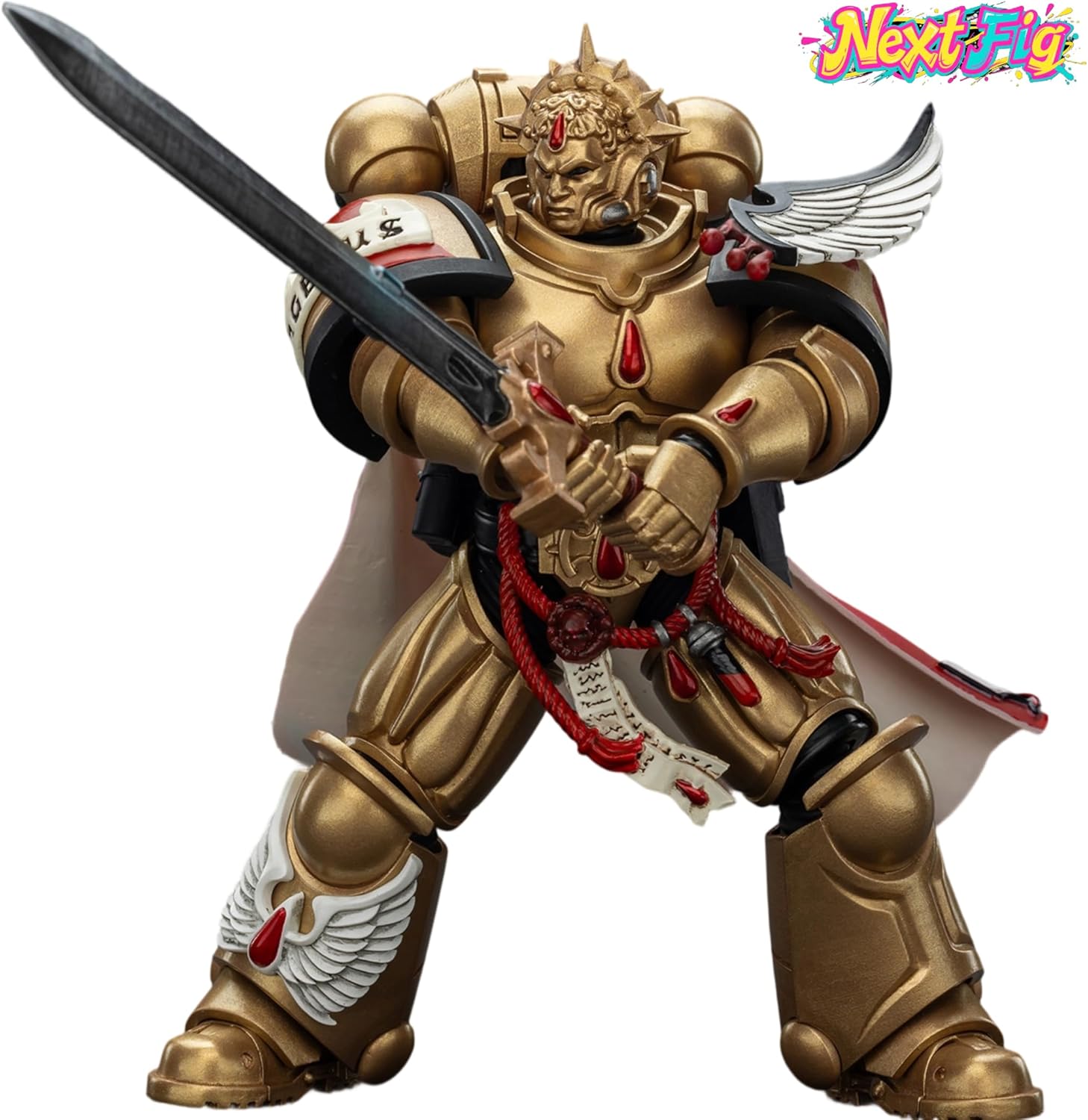 JOYTOY Blood Angels Captain Warhammer 40K 1/18 Action Figures Blood Angels Captain with Heavy Bolt Pistol Power Sword Collectible Model 4.9Inch Birthday Gifts