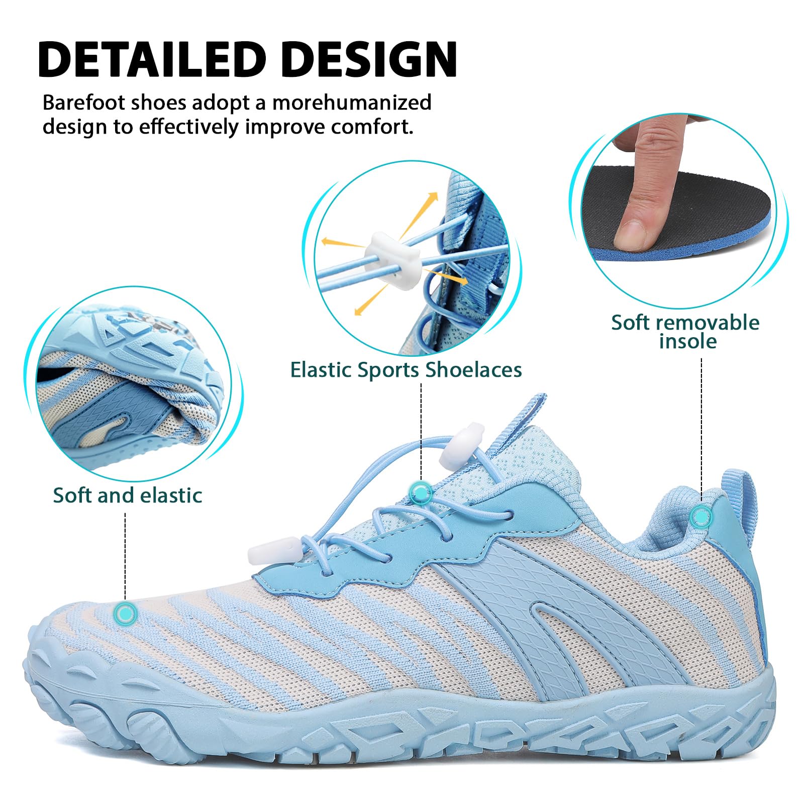 Barefoot Shoes Minimalistas Sneakers Hombre Mujer Transpirable Ligeras Puntera Ancha Zapatos Descalzos para Trail Running Deportes Casual Fitness