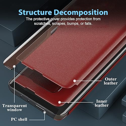 Miniatura 6 de Note 20 Ultra Flip Funda para Samsung Galaxy Note 20 Ultra 5G, Clear View Funda delgada de cuero para Samsung Note 20 Ultra Funda de teléfono con