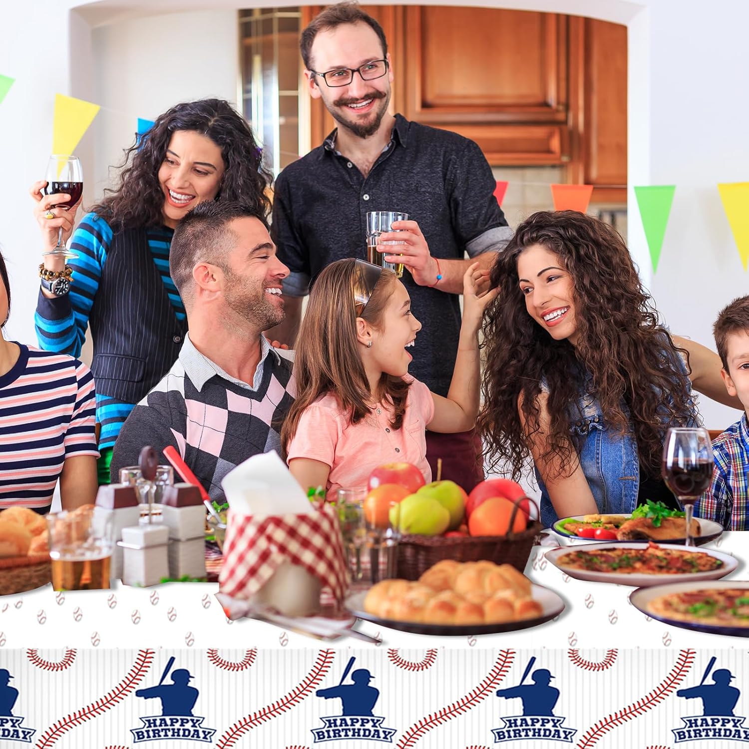 2 Packs Baseball Tablecloth Plastic 54 X 108Inch, Baseball Party Decorations Table Cloth Disposable Rectangle Sports Ball Table Cover for Baseball Birthday Party Supplies (Baseball)