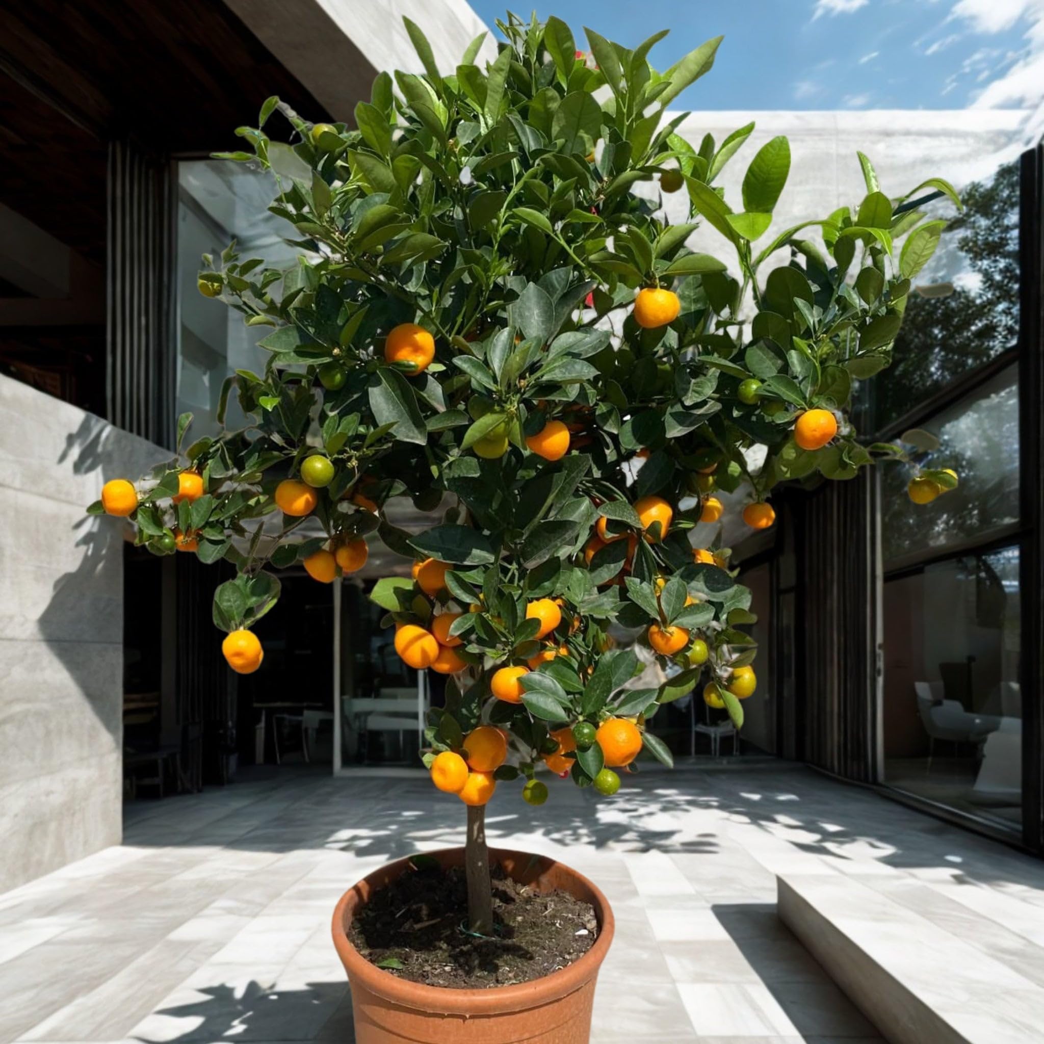 Calamondino Citrus × microcarpa, Pianta di Agrume da Frutto in Vaso, Verde, 100 cm