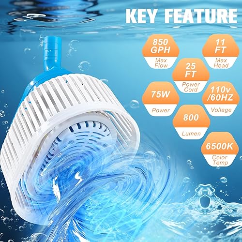 Miniatura 6 de Bomba de cubierta de piscina con luces, bomba de sumidero sobre el suelo sumergible 2025, bombas de sumidero para drenaje de piscina, bombas de