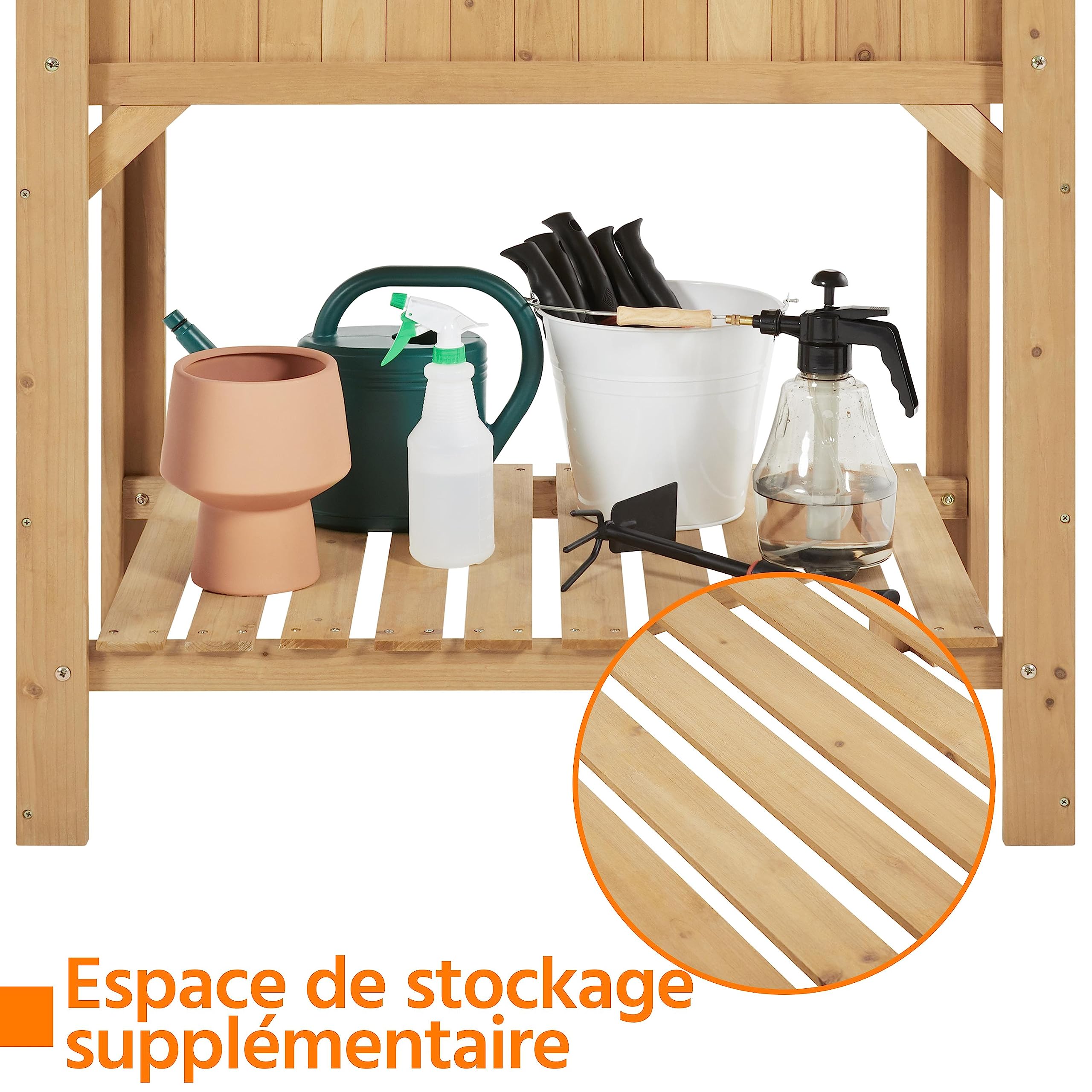 Yaheetech Carré Potager sur Pied Exterieur Table de Rempotage Jardinière Surélevée Carré à Plantes en Bois Trous de Drainage pour Légumes ou Fleurs dans Balcon/Jardin
