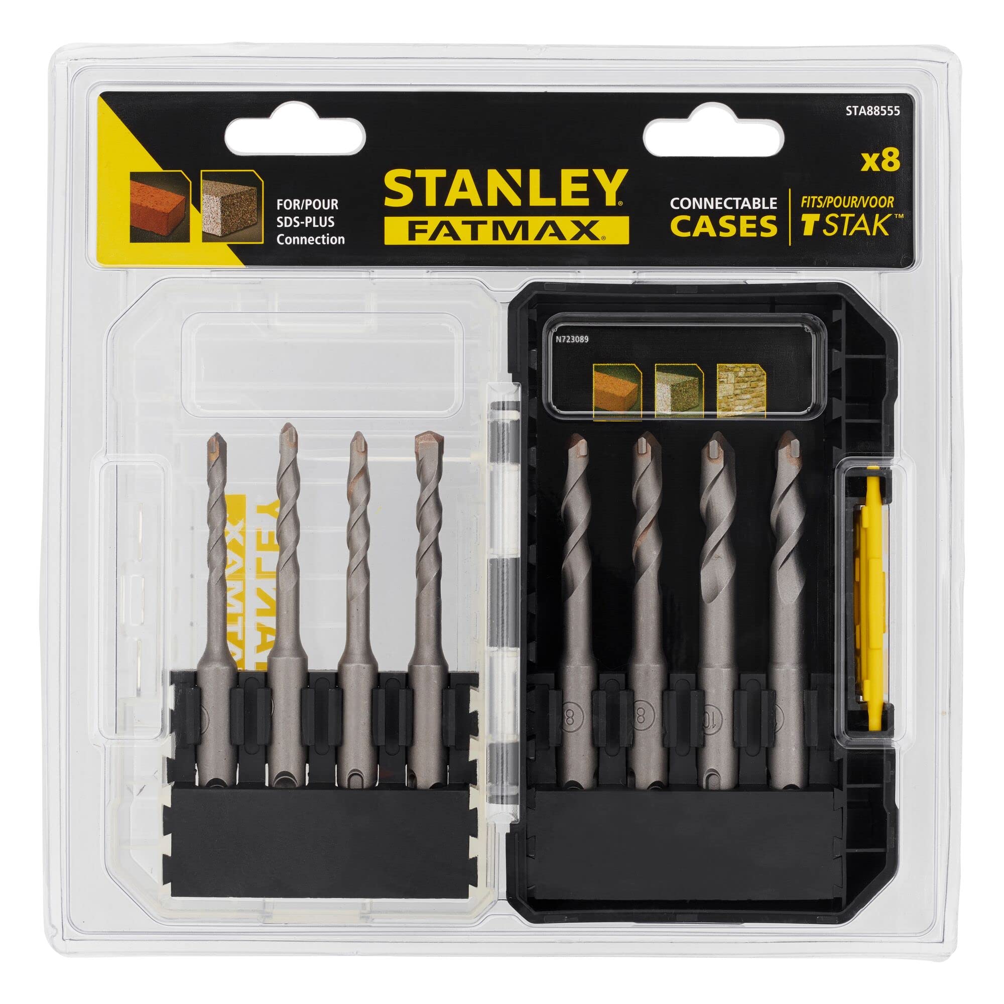 STANLEY Nowoczesny Juego 8 wiertłos sds-Plus ø 5, 6 (2), 7, 8 (2), 10 (2) mm dla profesjonalistów i majsterkowiczów do codziennego użytku ergonomiczna konstrukcja