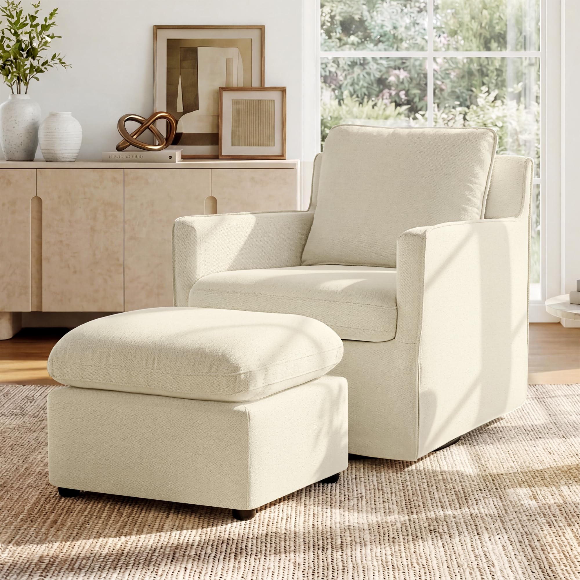 Photo 1 of ***OTTOMAN ONLY***
KISLOT Swivel Accent Chair with Ottoman, Rocking Recliner 360 Degree Swivel Armchair Machine-Washable Cover for Nursery Living Room Bedroom