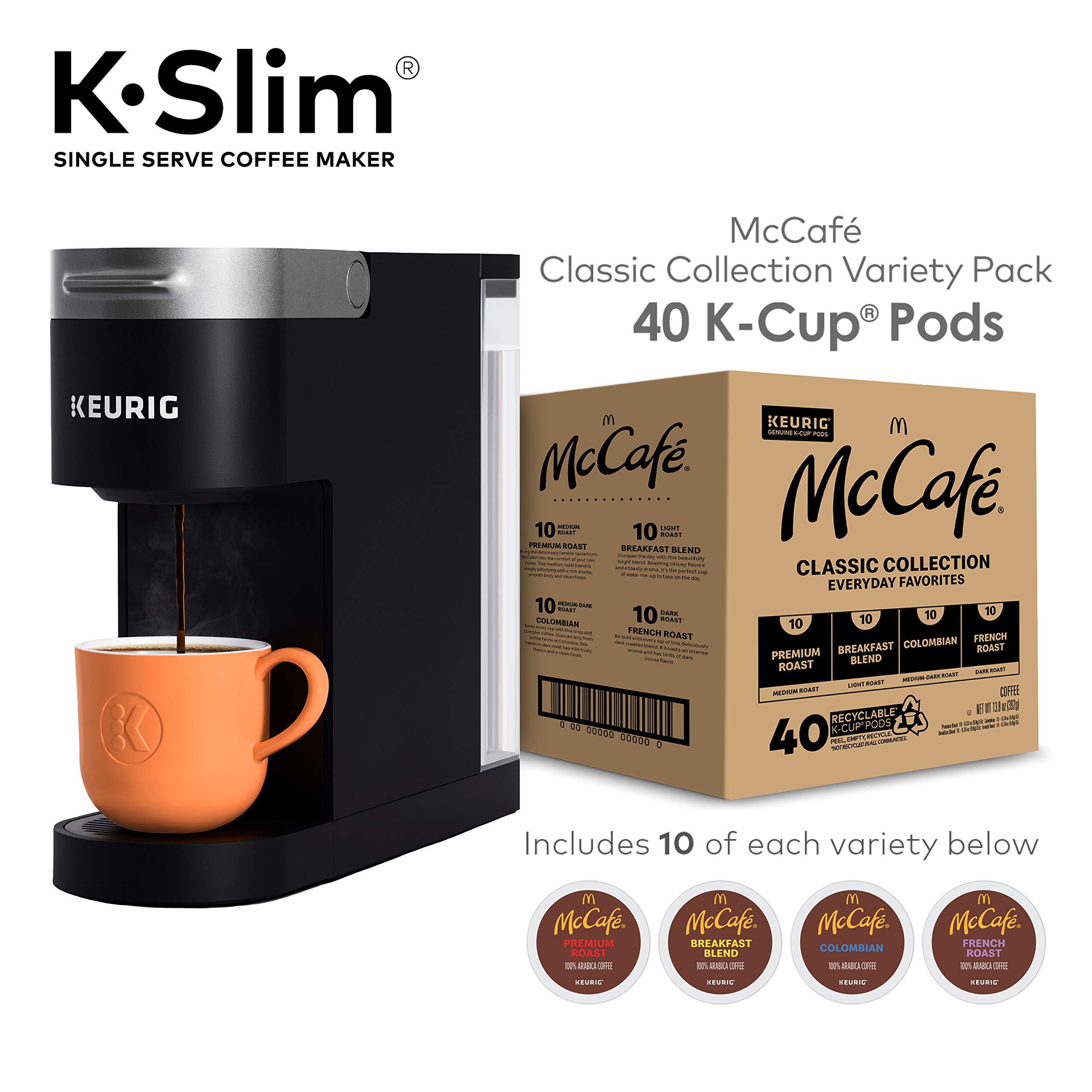 Keurig KSlim Single Serve Coffee Maker with McCafé Classic Collection