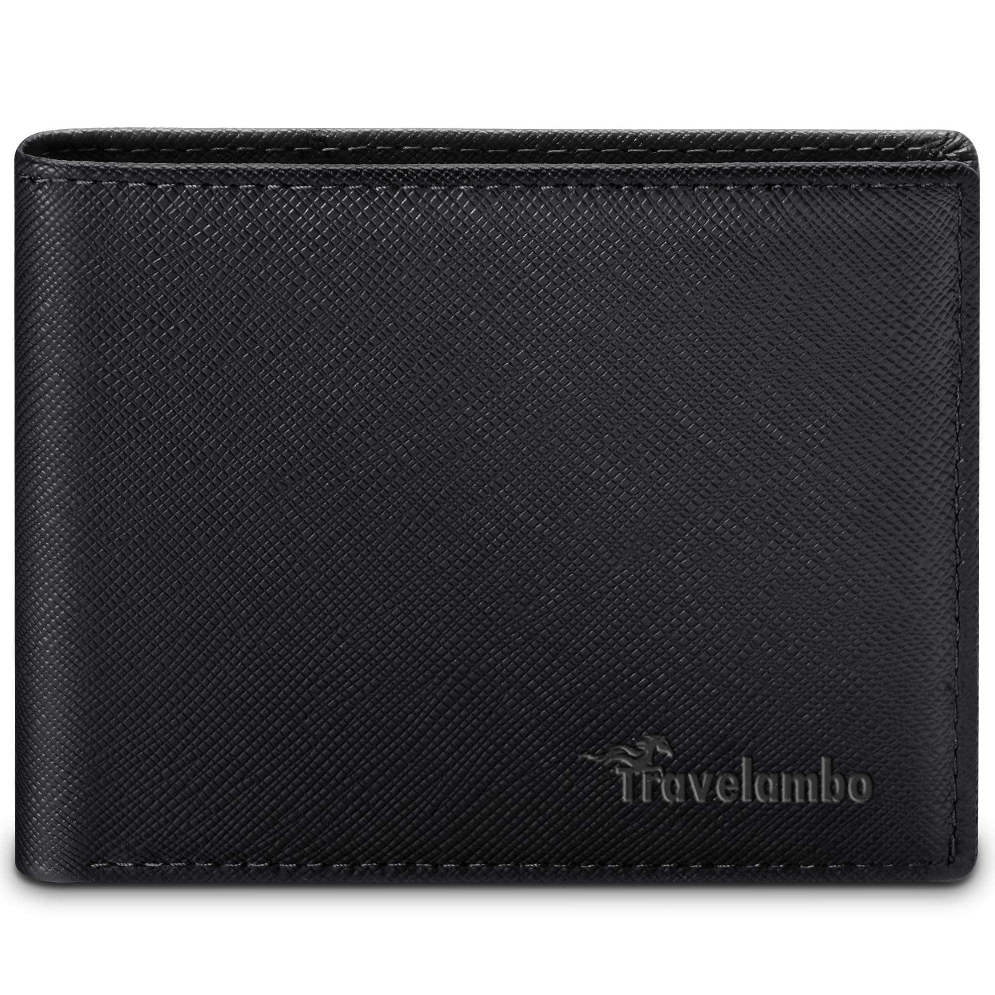 Travelambo Leather Wallet for Men, Slim Minimalist RFID Credit Card Holder