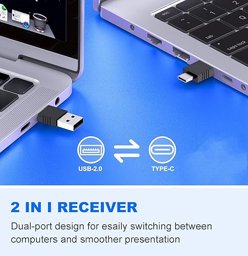 Miniatura 2 de DINOSTRIKE Presentador inalámbrico de presentación remota Clicker, puntero de presentación USB RF de 2.4 GHz con control de volumen, diapositiva de