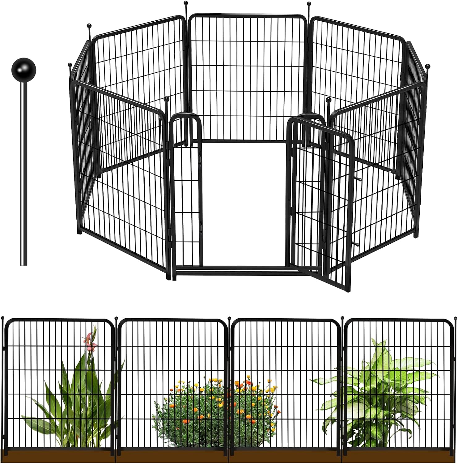 Decorative Garden Fence with Gate 36 in(H)×32 Ft(L) 14