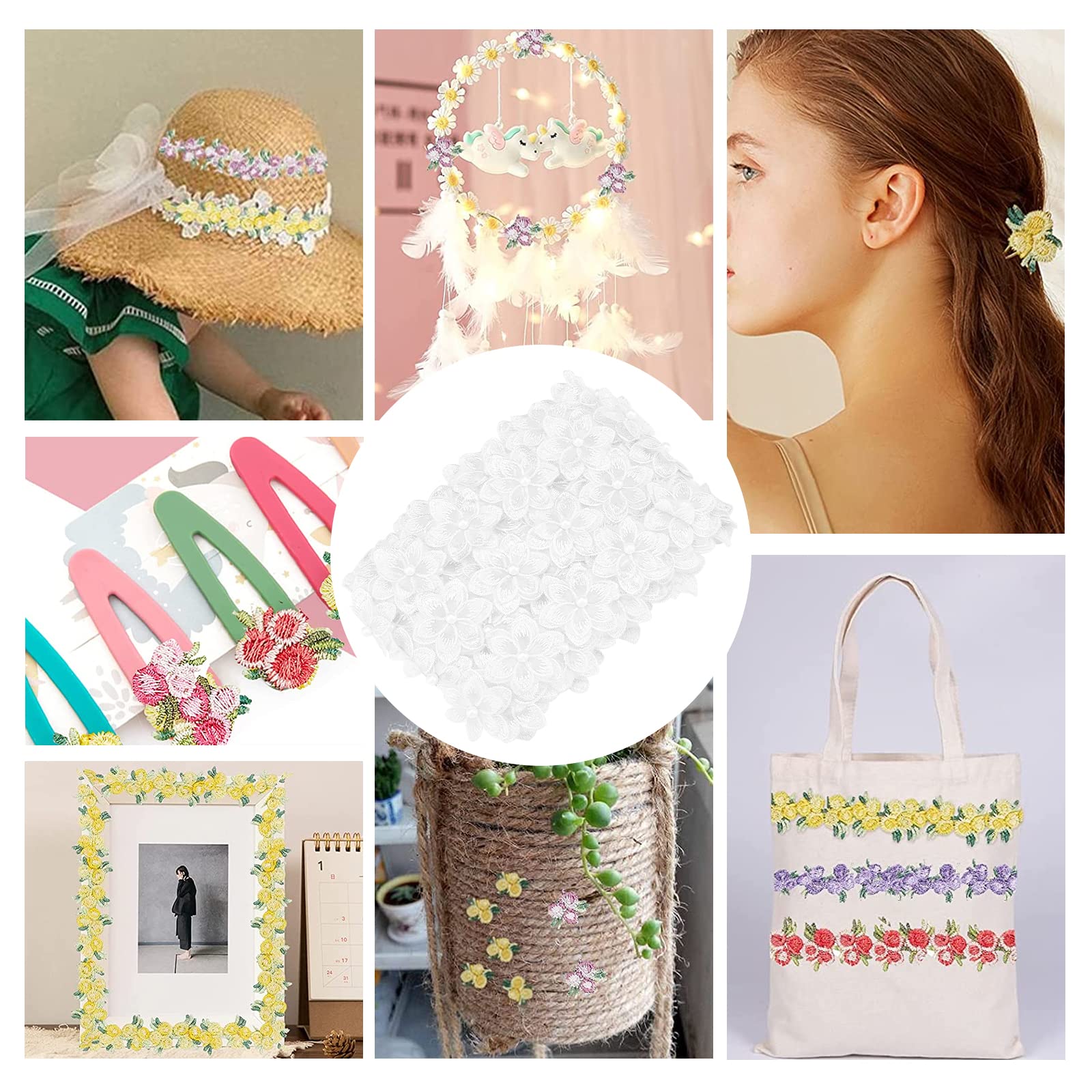NEW WOVEN FLOWER PEARL DECOR HAT Women main image 2