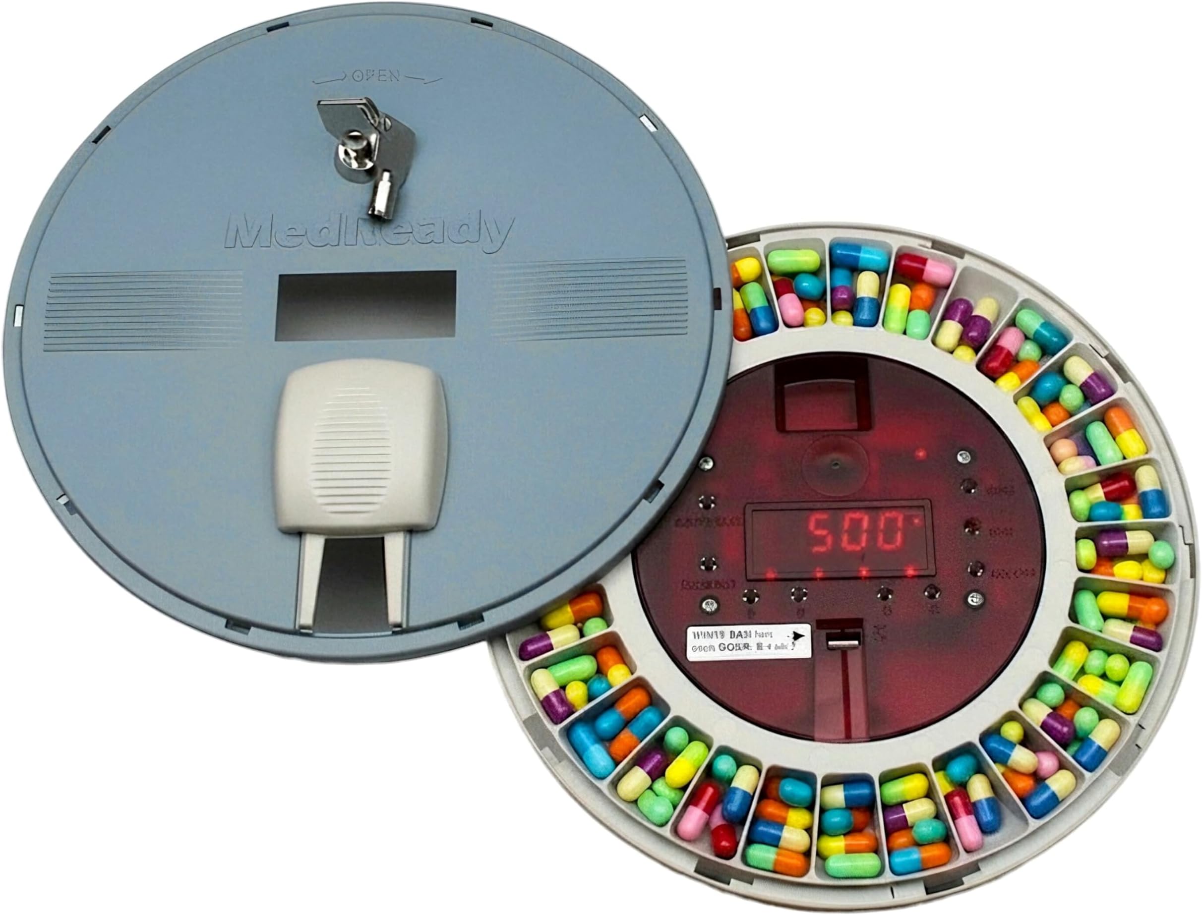 28-Day Automatic Pill Dispenser (1700) — Locked Medication Organizer for Elderly, Sound Alarm, 4 Daily Doses, Battery Backup, Tamper-Resistant, Made in USA