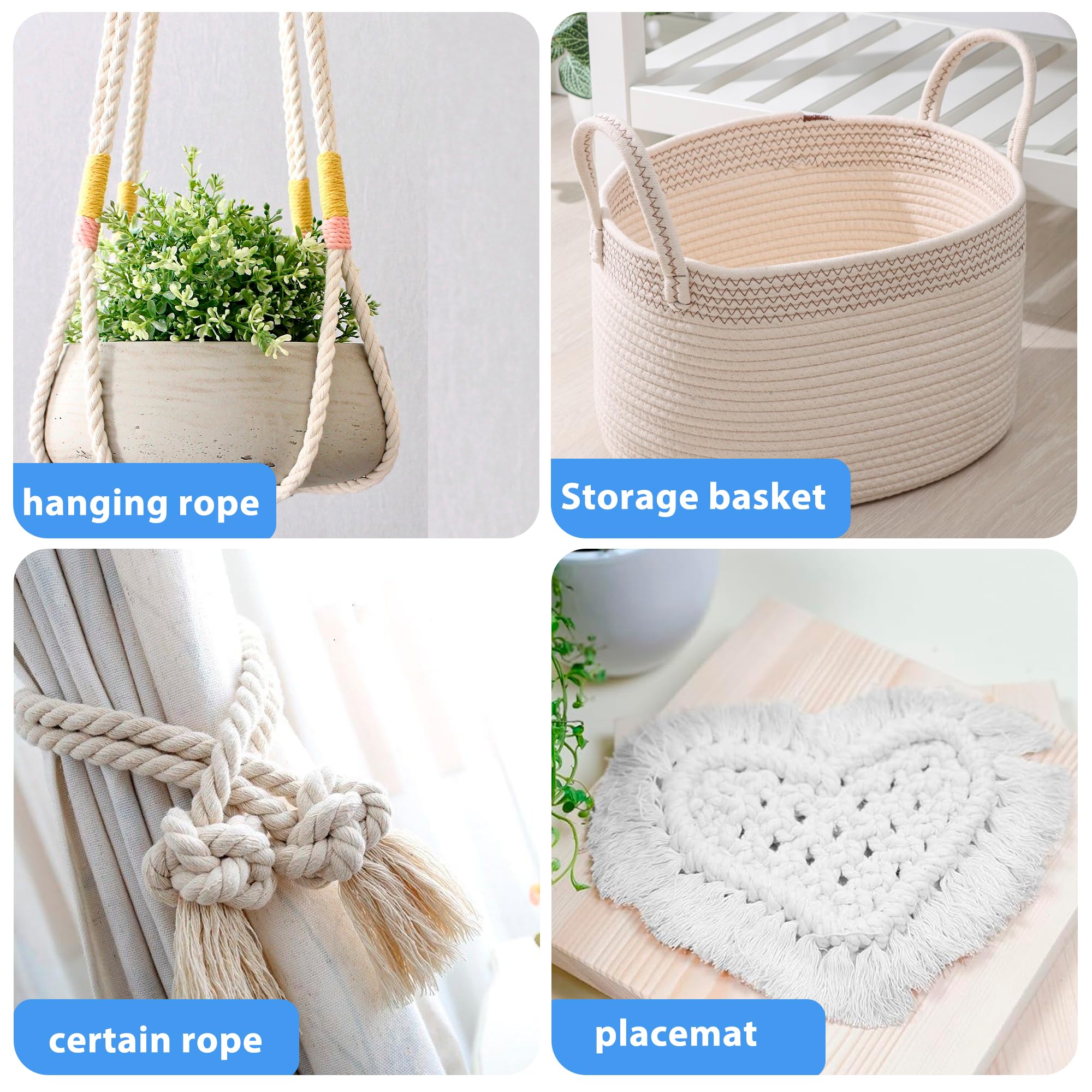 White Cotton Rope 3/4in × 50ft Natural Twisted,Available as Used for Tug of War, Navigation, Fitness and Making Handicrafts, etc — Amazon image 5