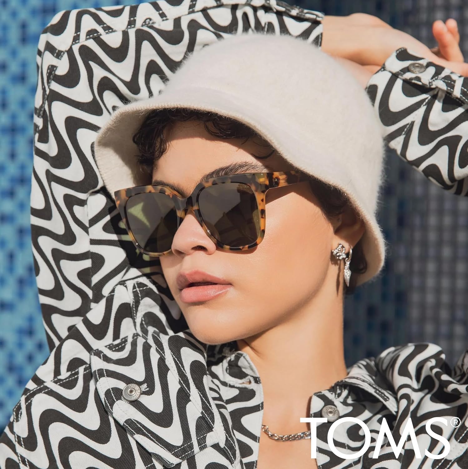 TOMS Natasha Square Sunglasses For Women - Handcrafted Women Sunglasses w/Acetate Frames - UV Protection w/Case