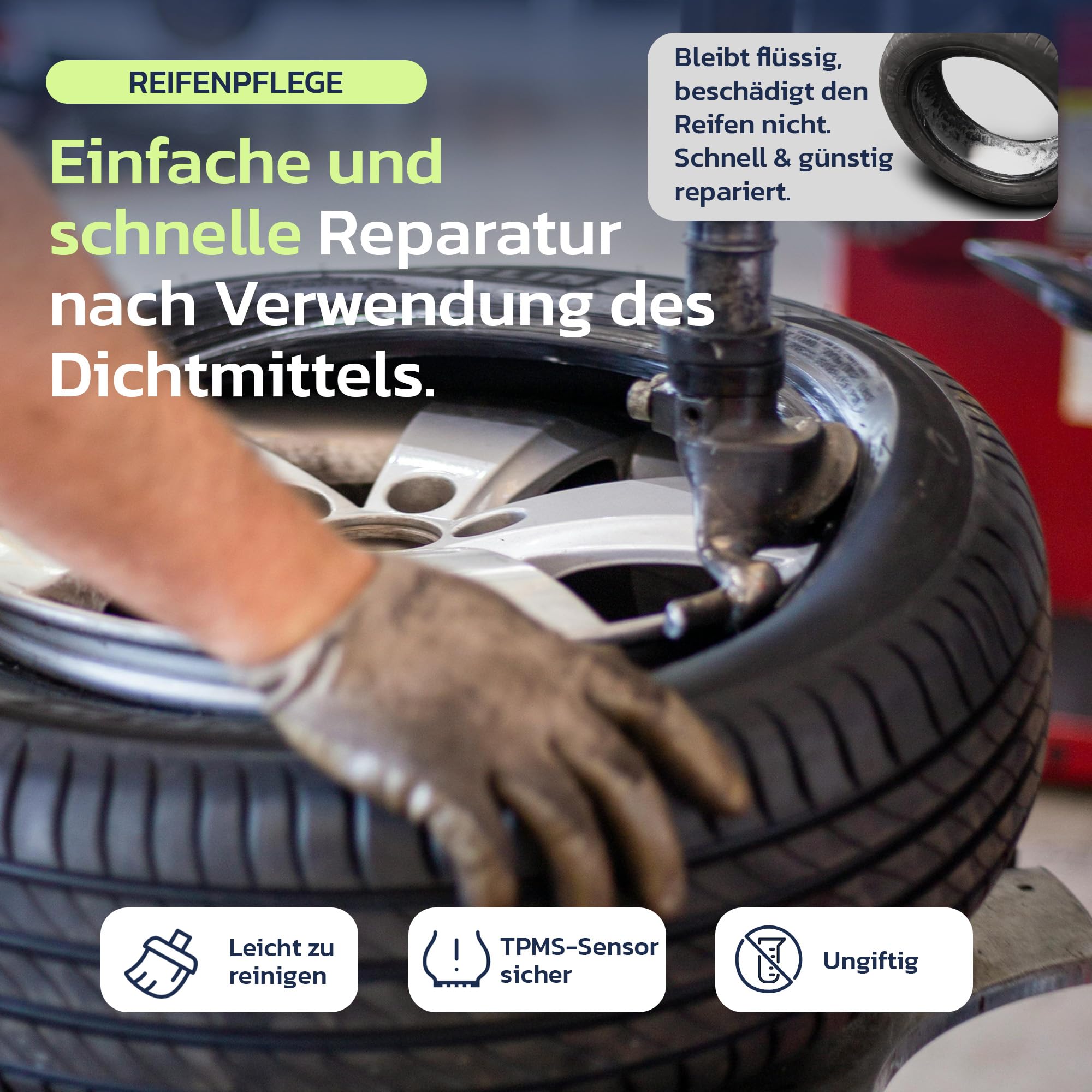 Woowind Tire Sealant Pro Reifendichtmittel, Sofort-Reparaturset für Platte Reifen (450 ml) – Dichtet Sofort Reifenpannen bis zu 5 mm für Autos/LKW/SUVs ab, TPMS-sicher, Wetterfest