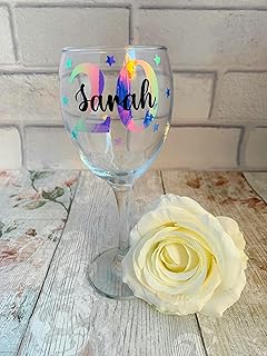 Birthday Wine Glass for Friend, Custom Drinks Glass, Personalised Wine Glasses with Age UK, Wine Glass Gift for Friend, Lots of Colour Choices, Best Friend Gifts for Women, Thoughtful Gifts for Her