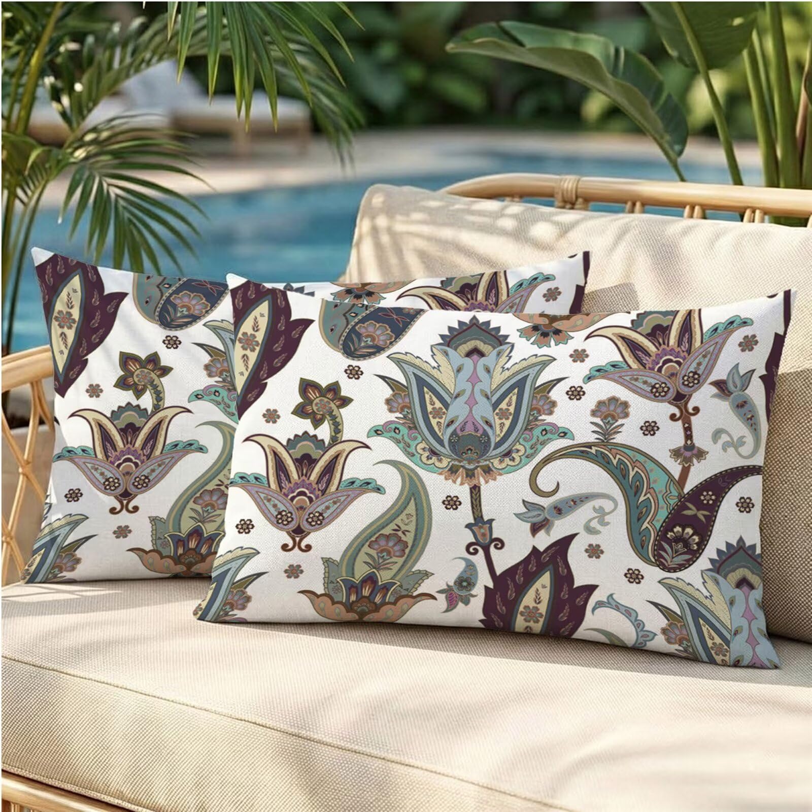 Housses de coussin extérieur imperméable pour canapé de jardin et salon d'été