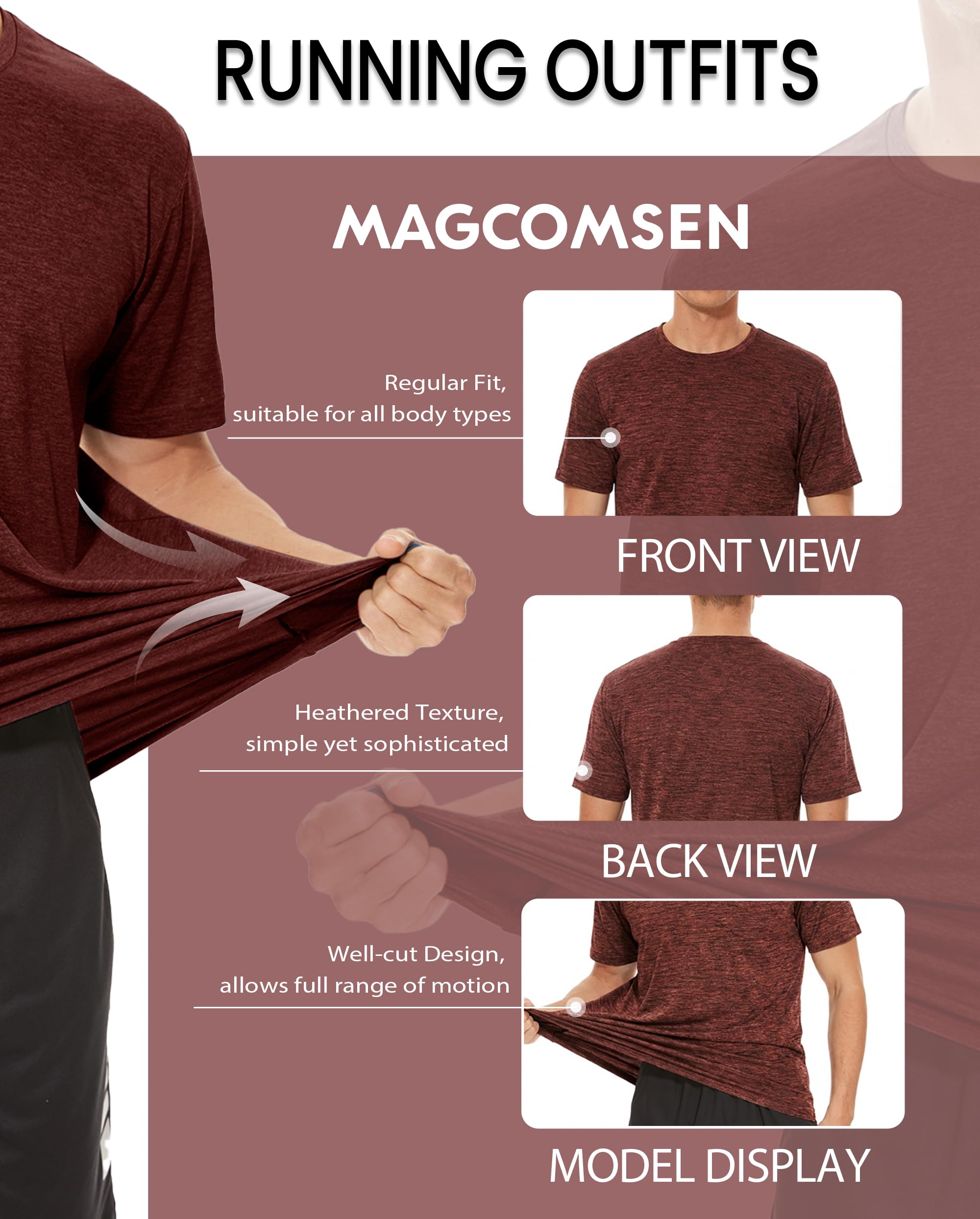 MAGCOMSEN Camisetas Manga Corta Hombre Secado Rápido Ligeras para Gimnasio Entrenamiento Running Deportiva Transpirable Fitness Ropa — view 4