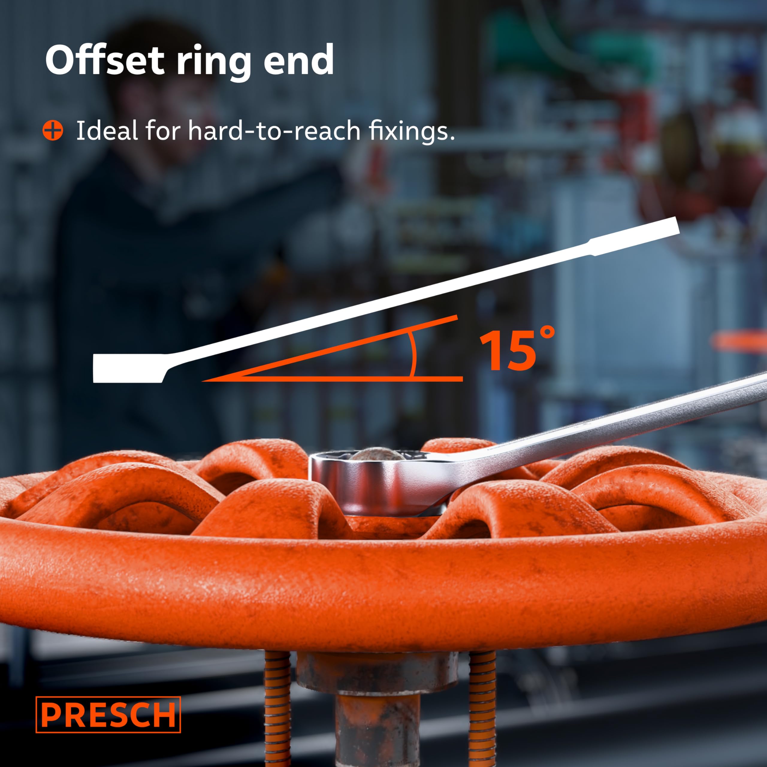 PRESCH Combination Spanner 11mm, Precision-machined & exceptionally Robust Spanner, 15° Angled for Tight-Space Work - Image 4