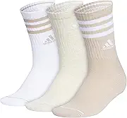 adidas Women's Crew Socks, 3-Stripe Cushioned Socks with Arch Compression, Comfortable, Stylish and Sweat-Wicking, 3-Pack