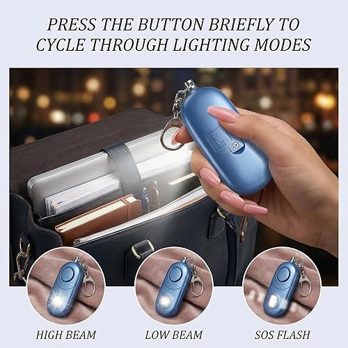 Miniatura 5 de Alarma personal para mujeres, llavero de alarma: Qoosea 4 unidades de llavero de emergencia de 135 dB sirena con luz estroboscópica para mujeres,