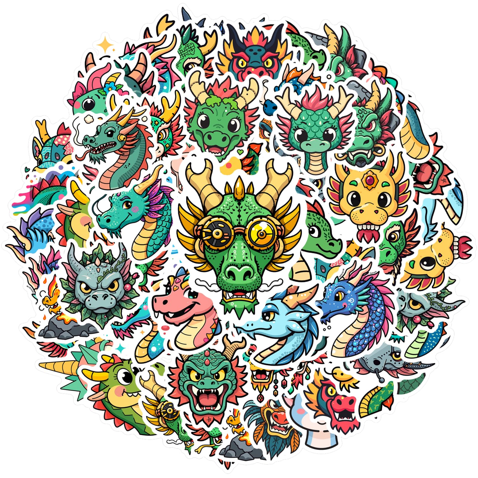 35pcs Dragon DIY Stickers Stationery Stickers Mythical Serpentine Playful Fire-Breathing Cheerful Graffiti Decals for Guitar Laptop Helmet Skateboard Laptop Motorcycle Luggage Phone